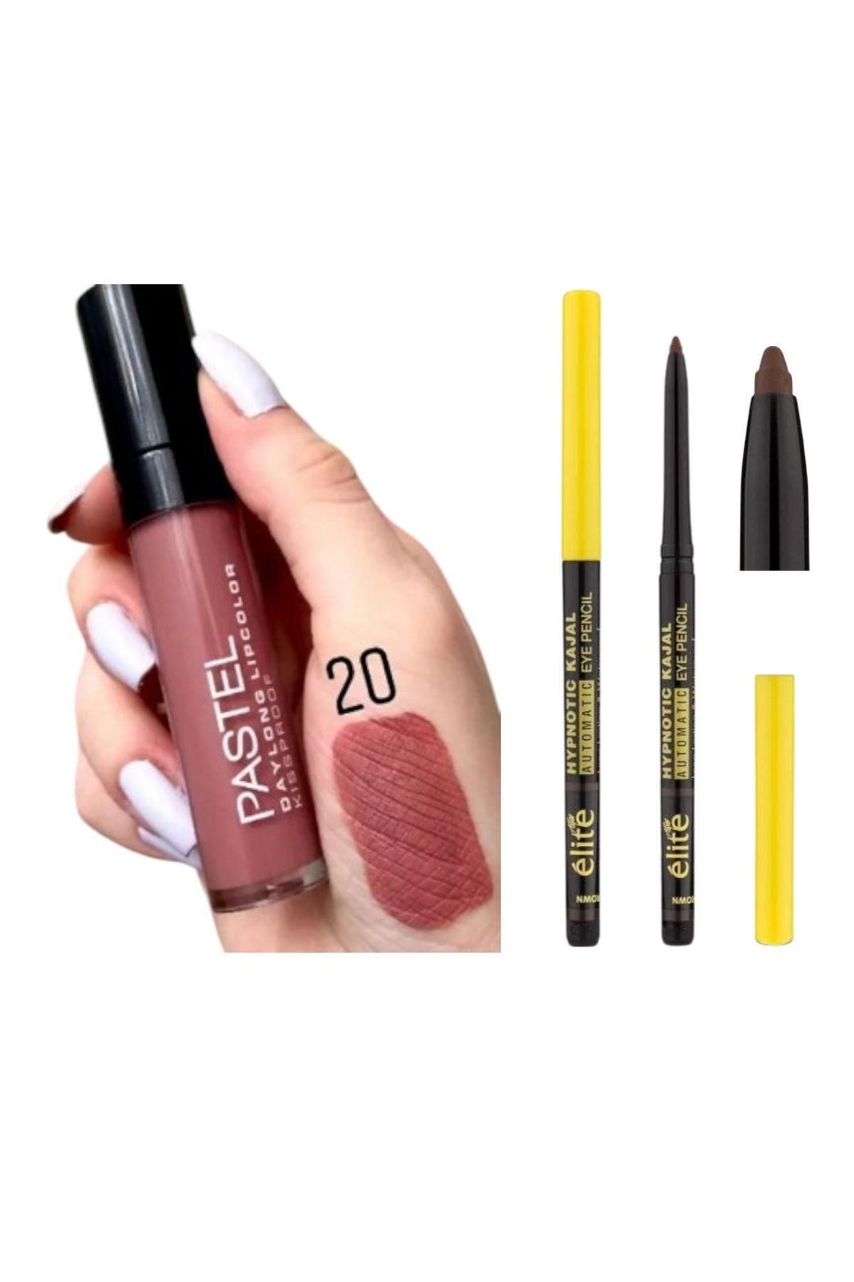 Pastel Daylong Lipcolor Kissproof - Likit Mat Ruj 20 + Elite Kajal Göz Kalemi Kahverengi