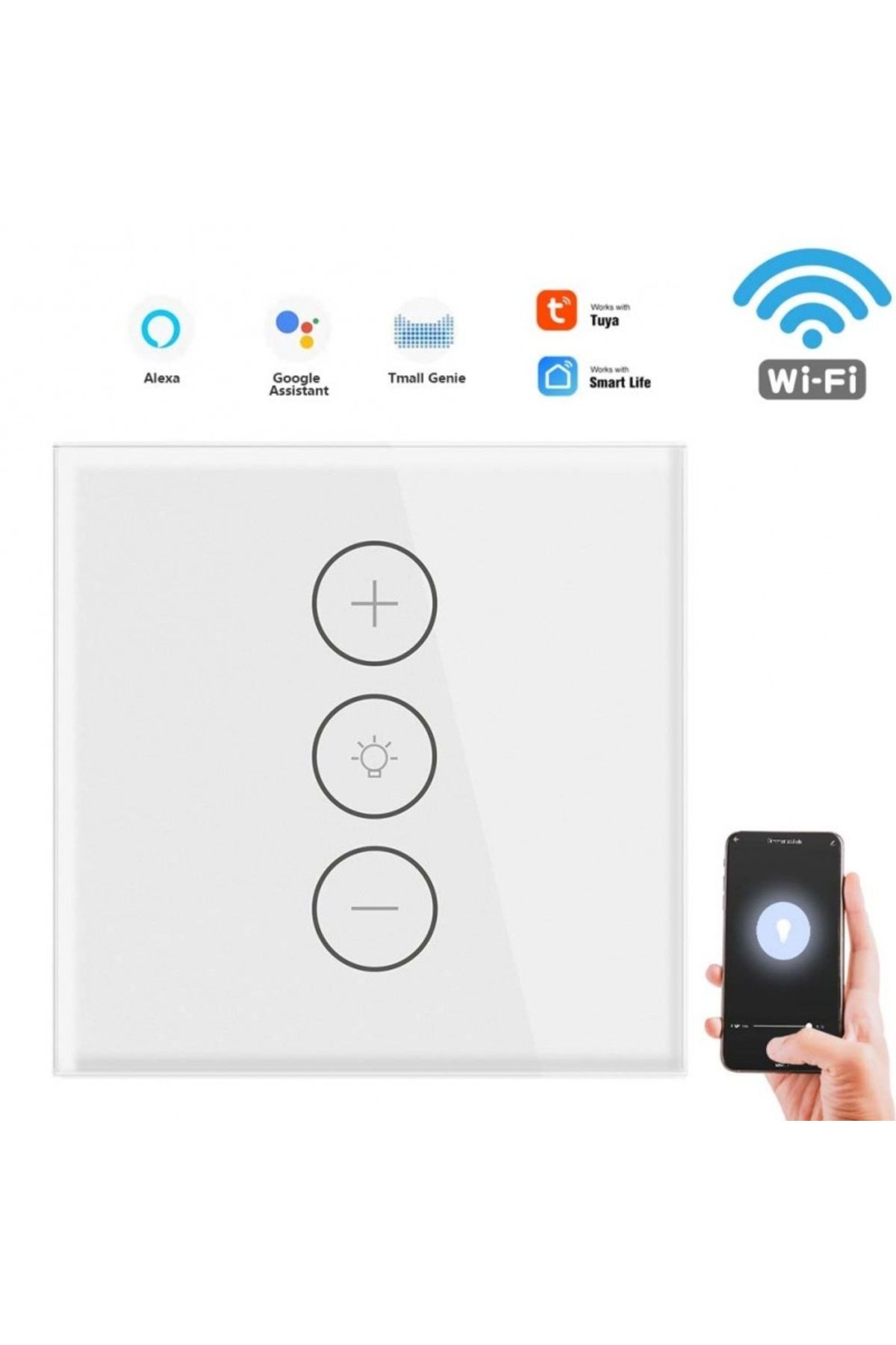 TECHSTAR-Întrerupător tactil inteligent ® V2, wireless 2,4 GHz, variator de intensitate, sticlă securizată, design modern, iluminare LED 7