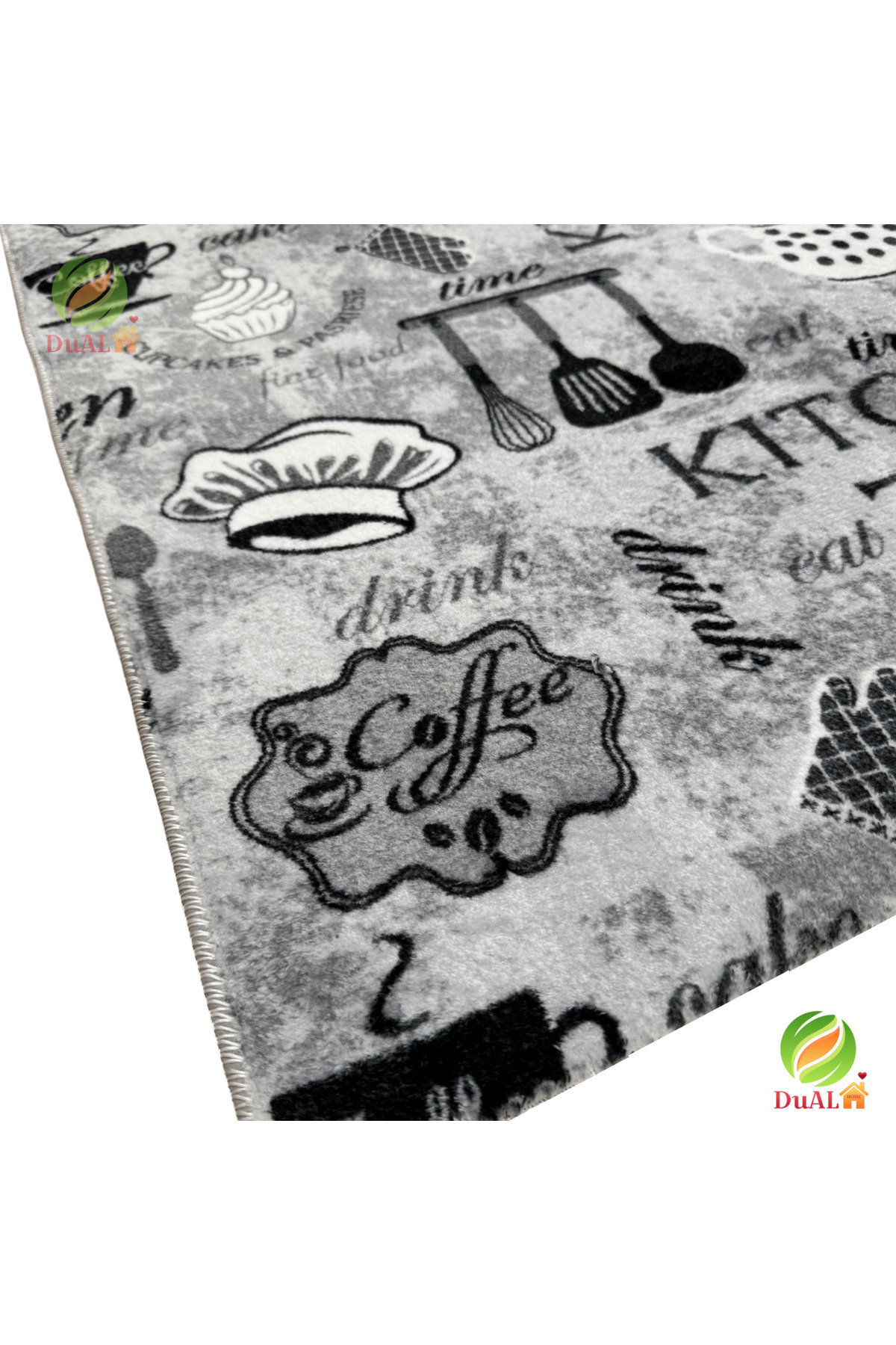 Dualhome-Kitchen Rug Runner, Grey, Meter B - 80 CM, 250 cm 3