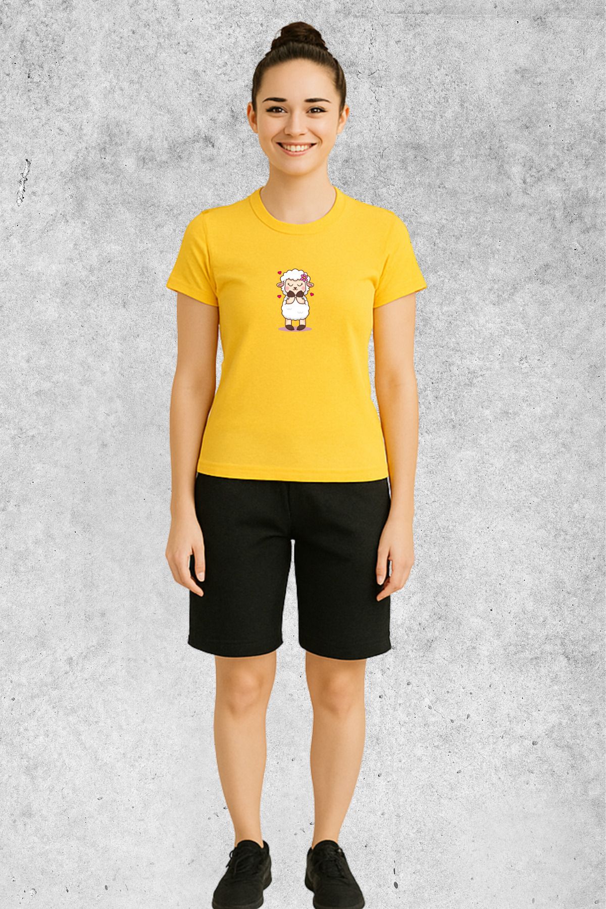 MOLICO BASİC unisex sıfır yaka kısa kollu KUZU baskılı TSHİRT