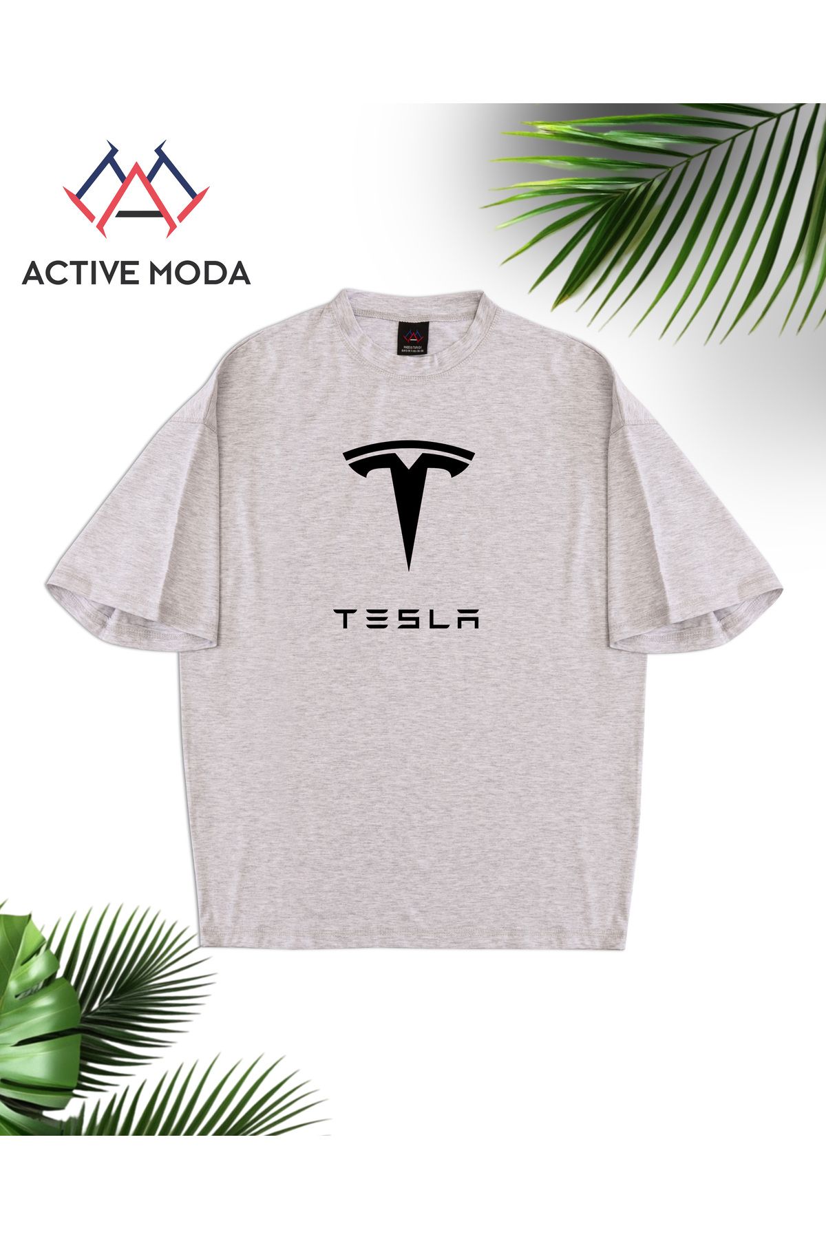 JANSO GROUP - Erkek PAMUKLU BASKILI TESLA KISA KOLLU TSHIRT OVERSİZE BÜYÜK BEDEN