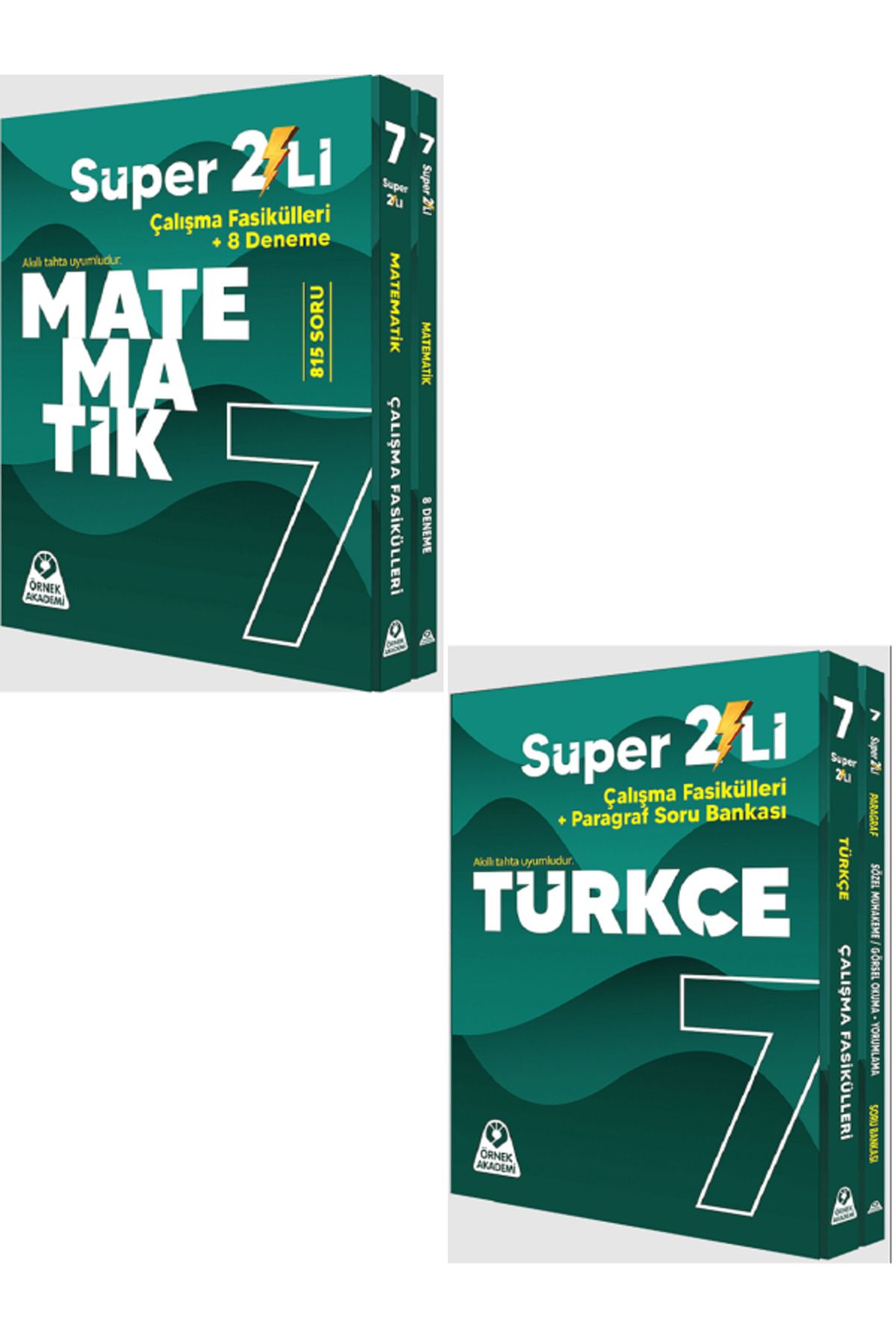 Evrensel İletişim Yayınları 7.Sınıf Örnek Akademi Matematik + Türkçe Süper 2'Li Soru Bankaları / 2'Li SET