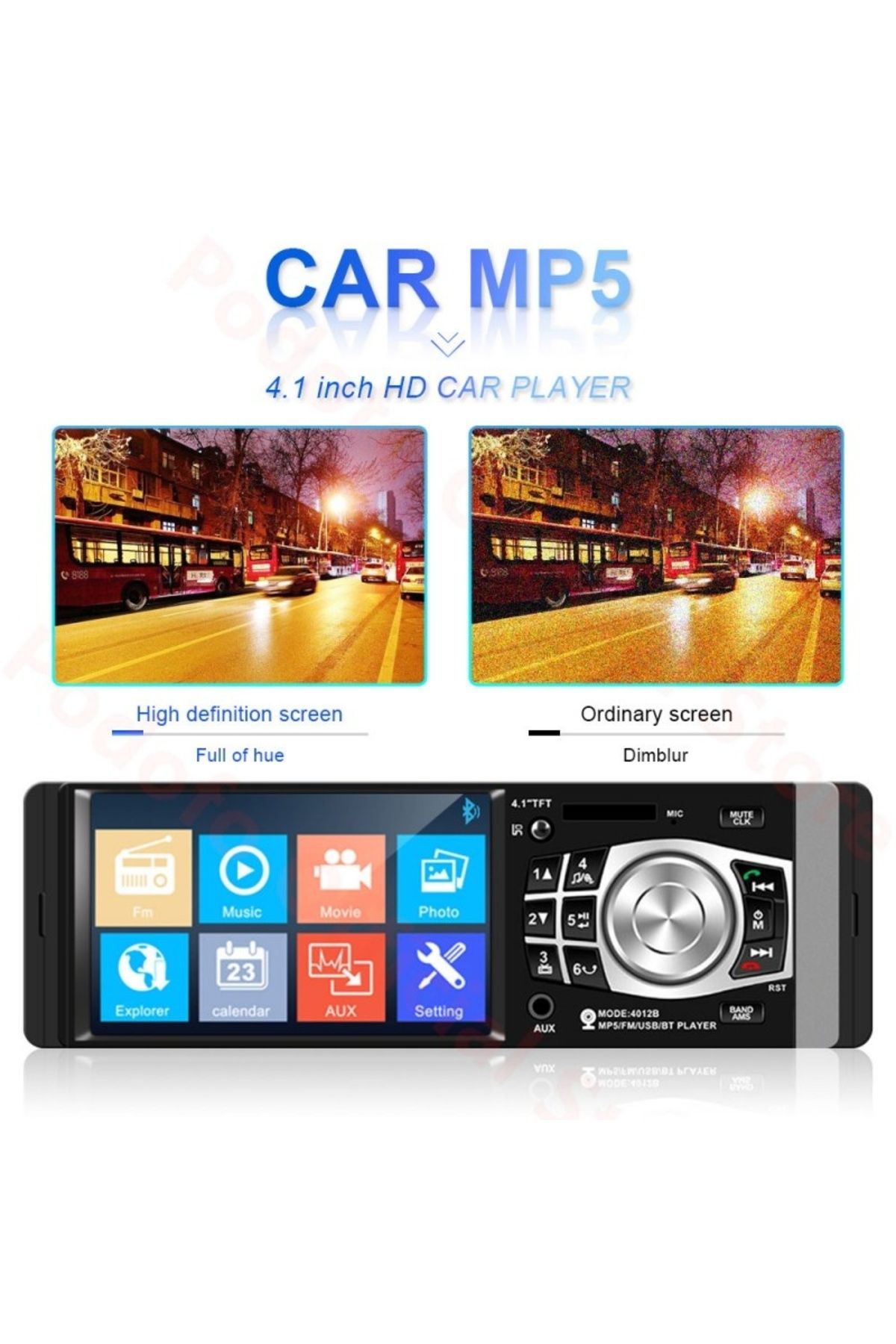 TECHSTAR-Player MP5 Techstar® 4012B, 1DIN, ecran HD de 4,1 inci, comenzi pe volan, telecomandă, Bluetooth 7