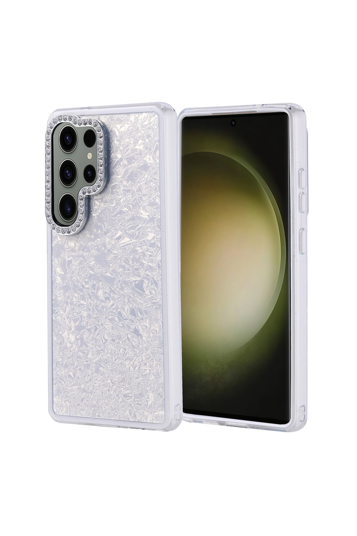 halkhouse Galaxy S25 Ultra Kılıf Parlak Taşlı Tasarımlı Dikkat Çekici Şık Lüks Silikon Sert Kapi Kapak