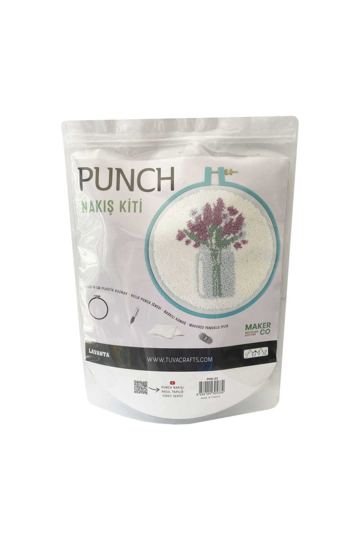 Hello Punch Nakış Kiti Lavanta Desenli Kumaş Punch Yapım Seti