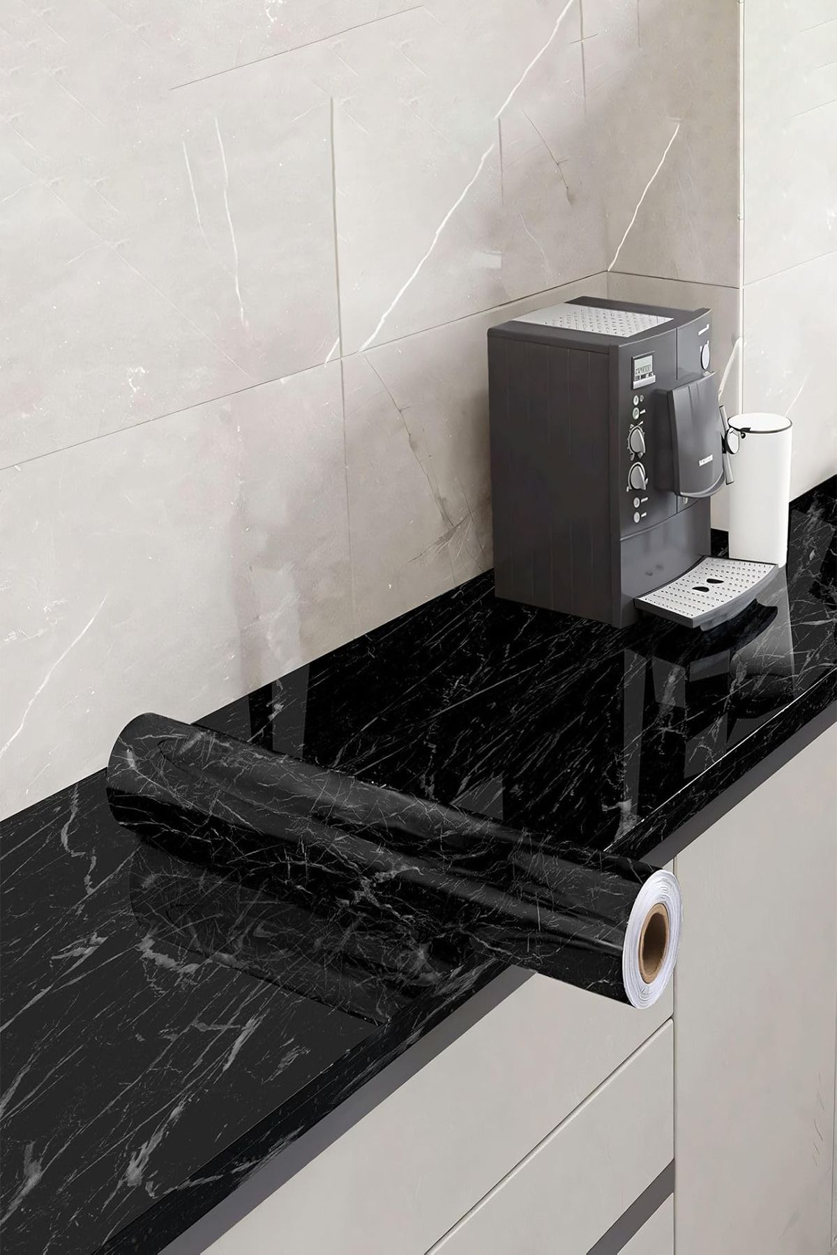 Beatitude Mermer Desenli Yapışkanlı Kaplama Dekoratif Mutfak Banyo Dolap Folyosu 5 Metre Tezgah Lavabo Kağıdı