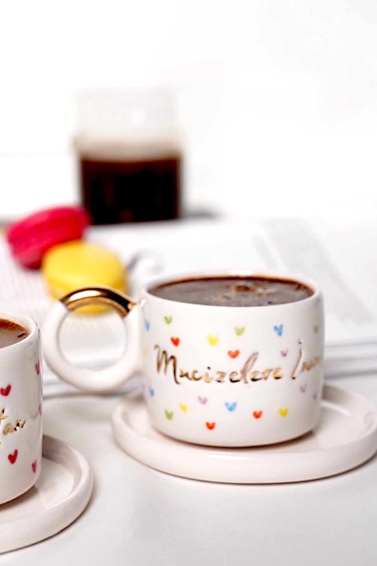 EL YAPIMI 24K Altın Dekorlu "Mucizelere İnan" temalı kahve fincanı çay fincanı mug