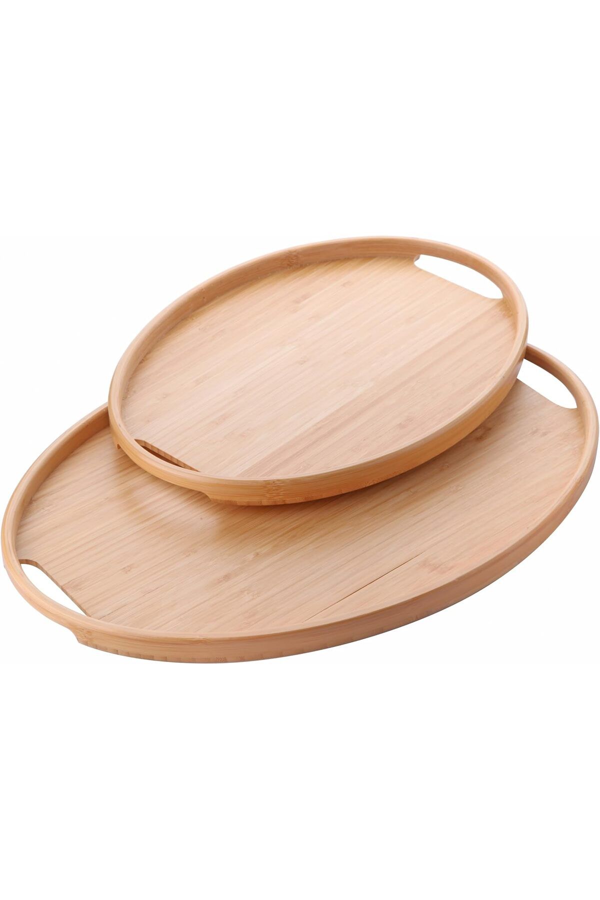 Deconox 2'li Bambu Tepsi Seti, İnce Tasarım Özel Üretim Oval 2'li Bambu Tepsi Seti (36*26*1cm-45*31.5*1cm)
