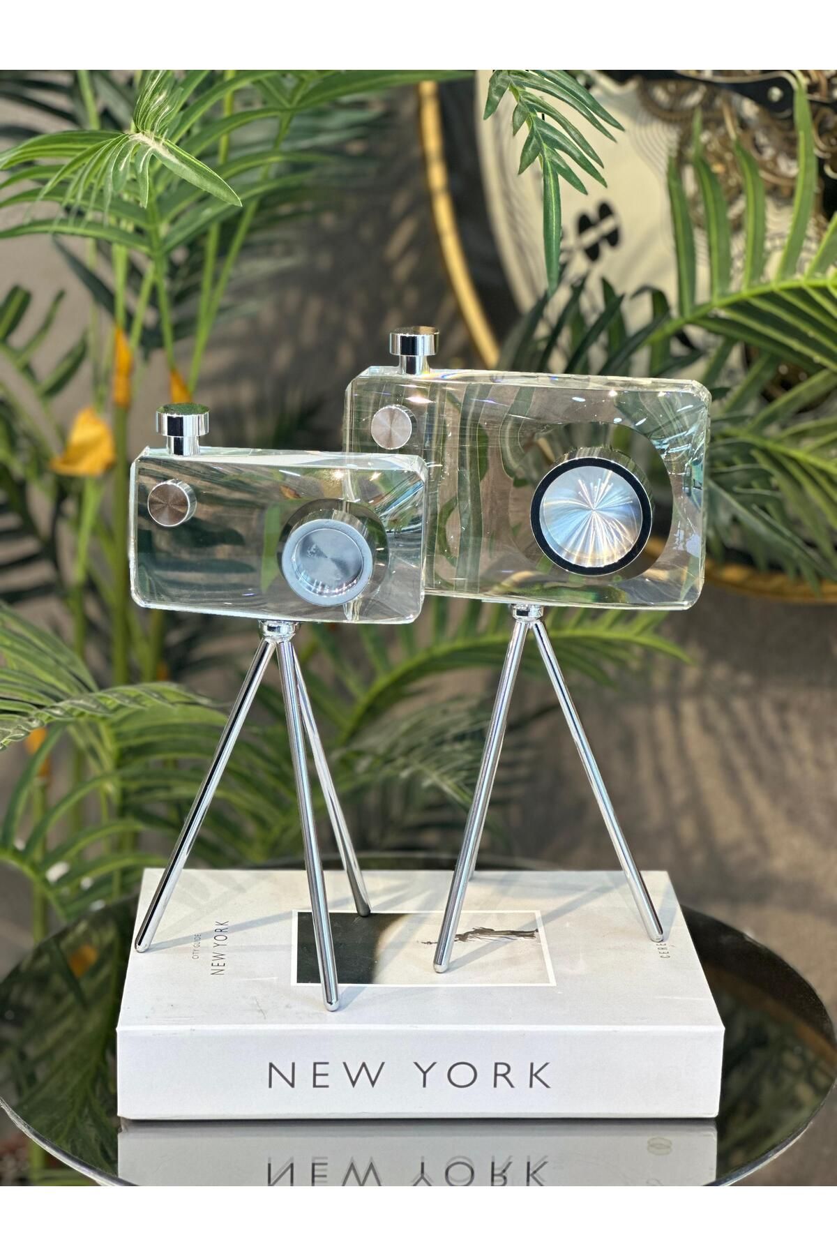 Pario Home 2'li Kristal Fotoğraf Makinesi Dekoratif Obje ve Aksesuar