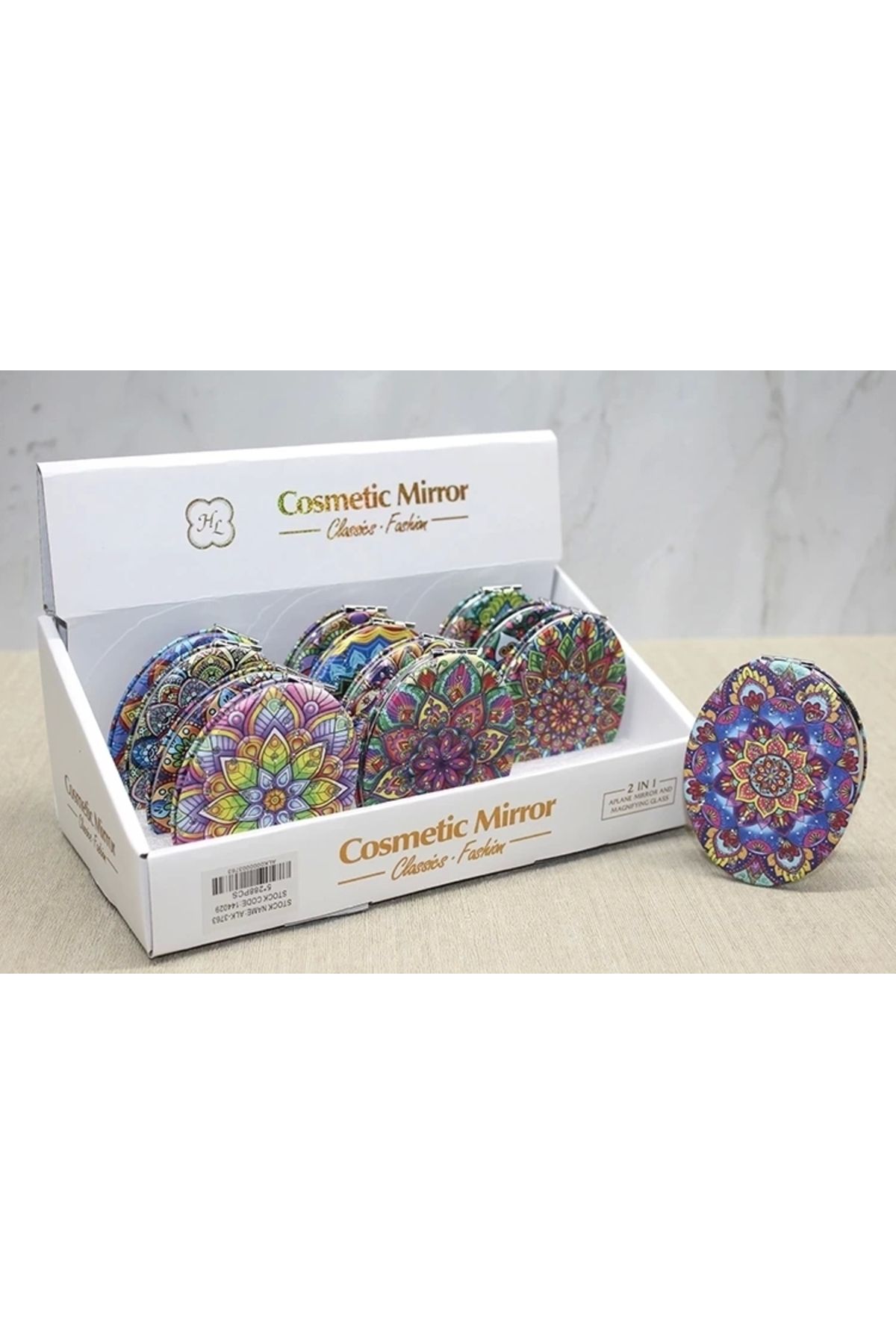 İnnMerry Taşlı El Aynası Oval İnce Alk3763