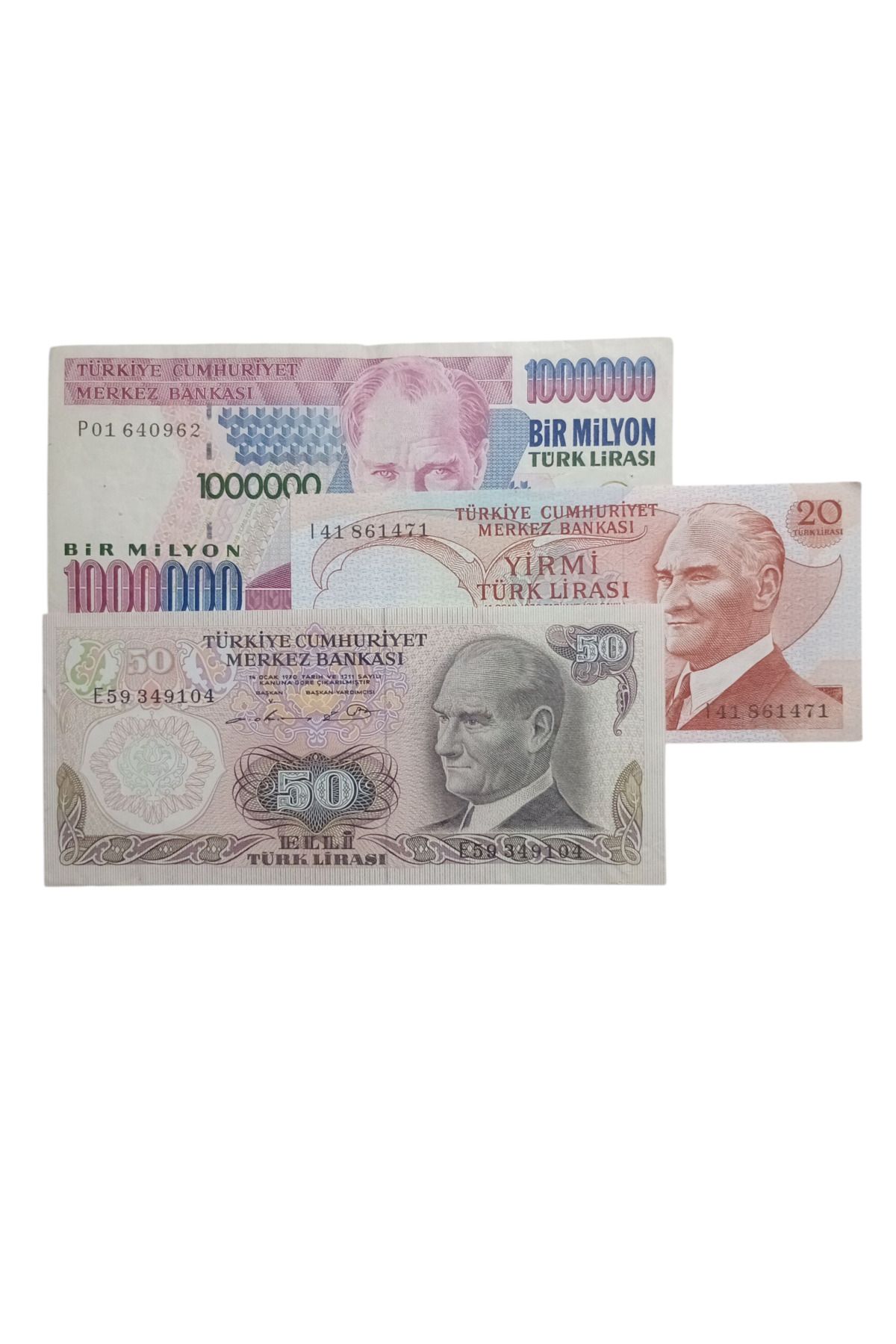 Yediotuz 6. 7. Emisyon 3 Adet Koleksiyon Kağıt Para Koleksiyon Başlangıç Setleri Antika Darpane Hobi Hediye