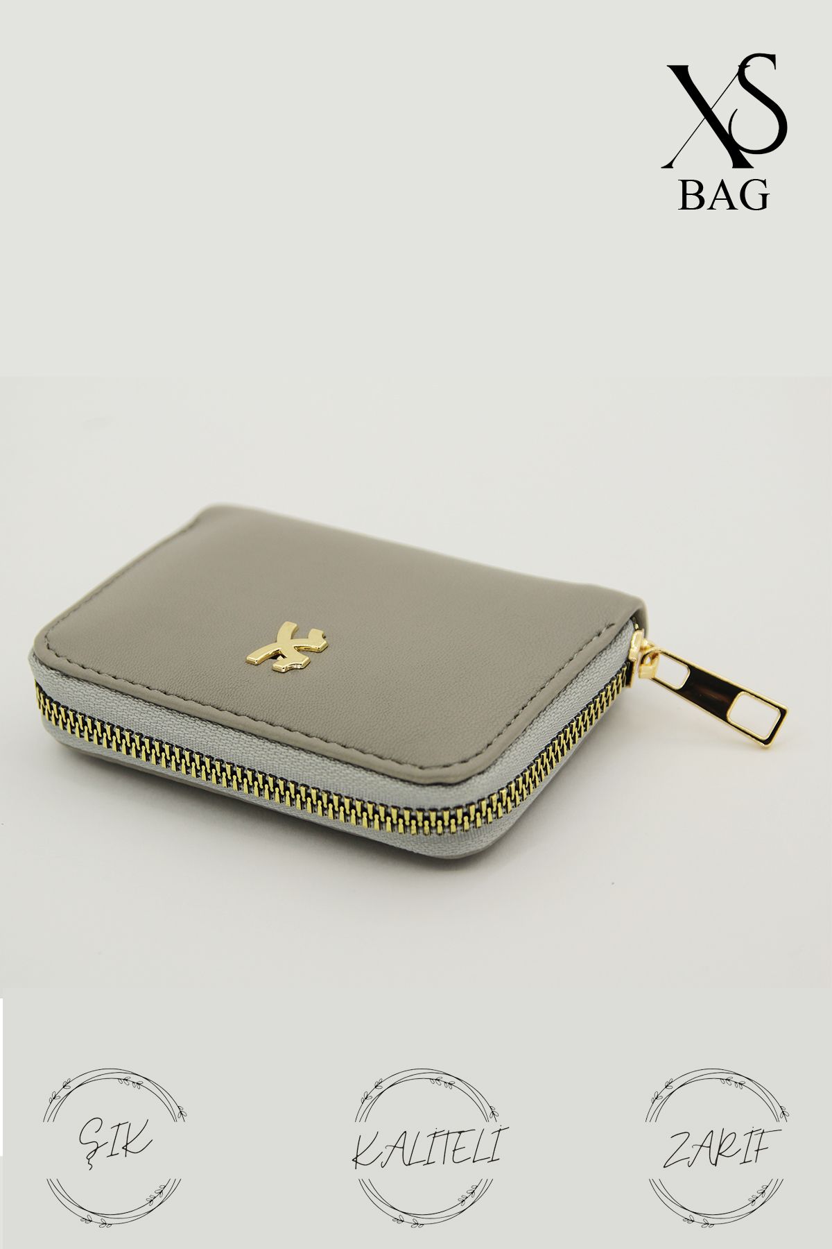 XSBAG GRİ KADIN EL CÜZDANI ŞIK VE ZARİF TASARIM 2 BÖLMELİ 8X10 CM