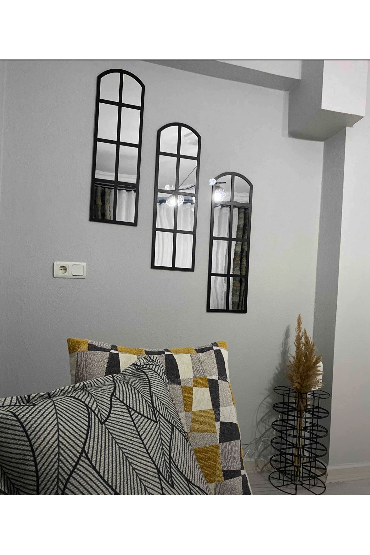 EKOSEHOME Ayna Peleksi 3 Adet Duvar Penceresi 80x22 cm