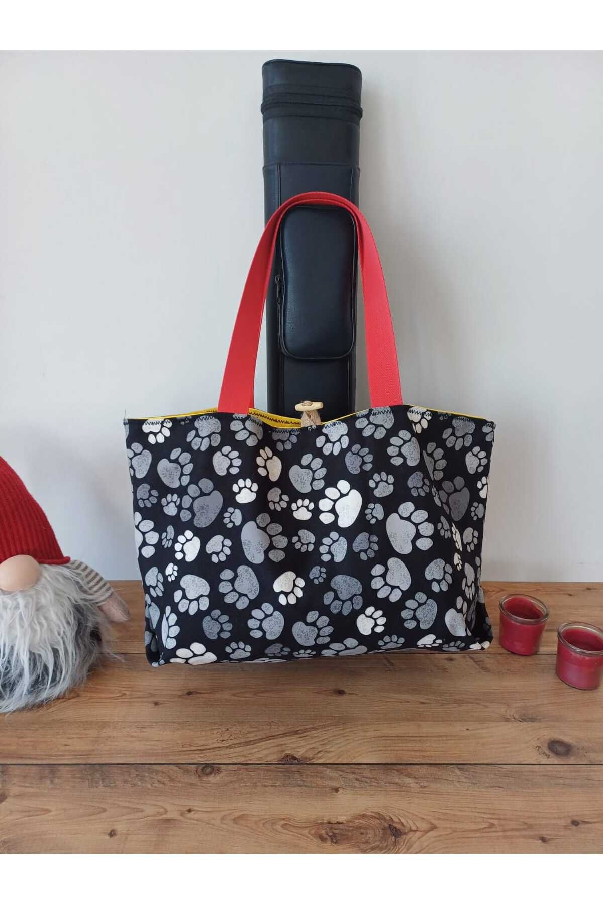 Tüylü Tükkan 35*50 cm Patili Sarı Plaj Omuz Çantası