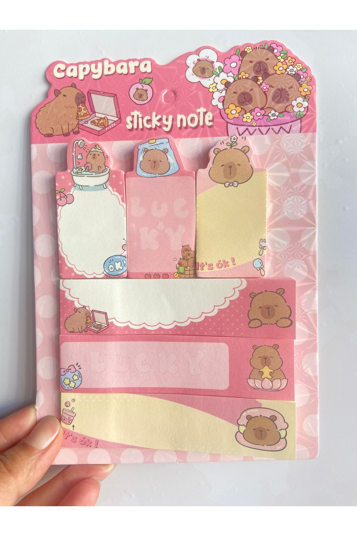 synshop Capybara Kapibara Figür Postit Yapışkanlı Not Kağıt Etiket Seti