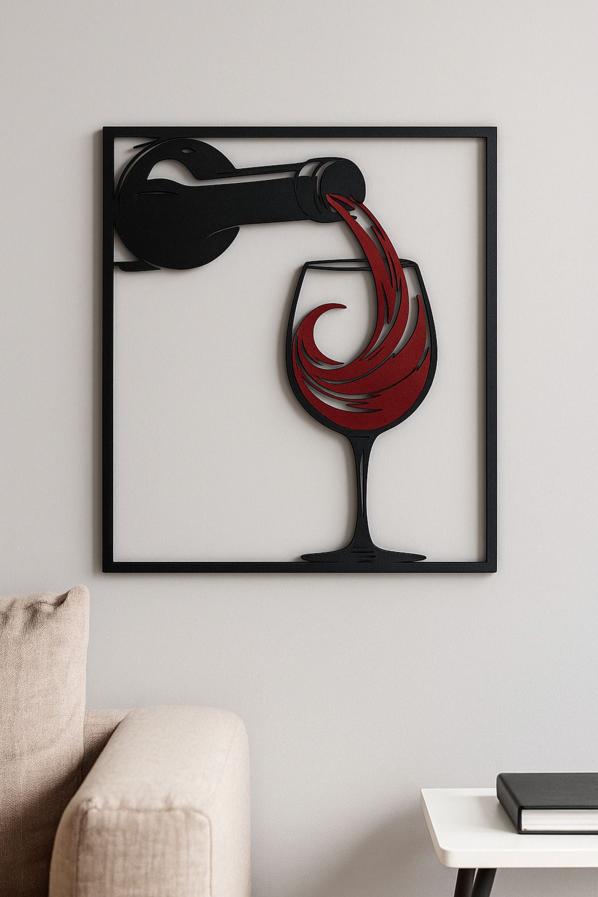 Tasarım 3D Duvar Tablosu - Şarap Temalı Modern Duvar Dekoru | 25x21cm
