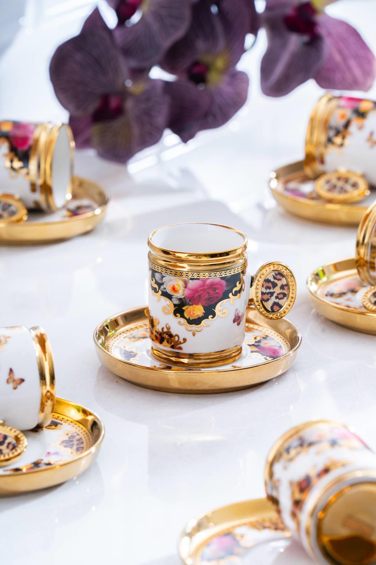 ACAR Caviar 6 Kişilik Porselen Kahve Fincanı Takımı