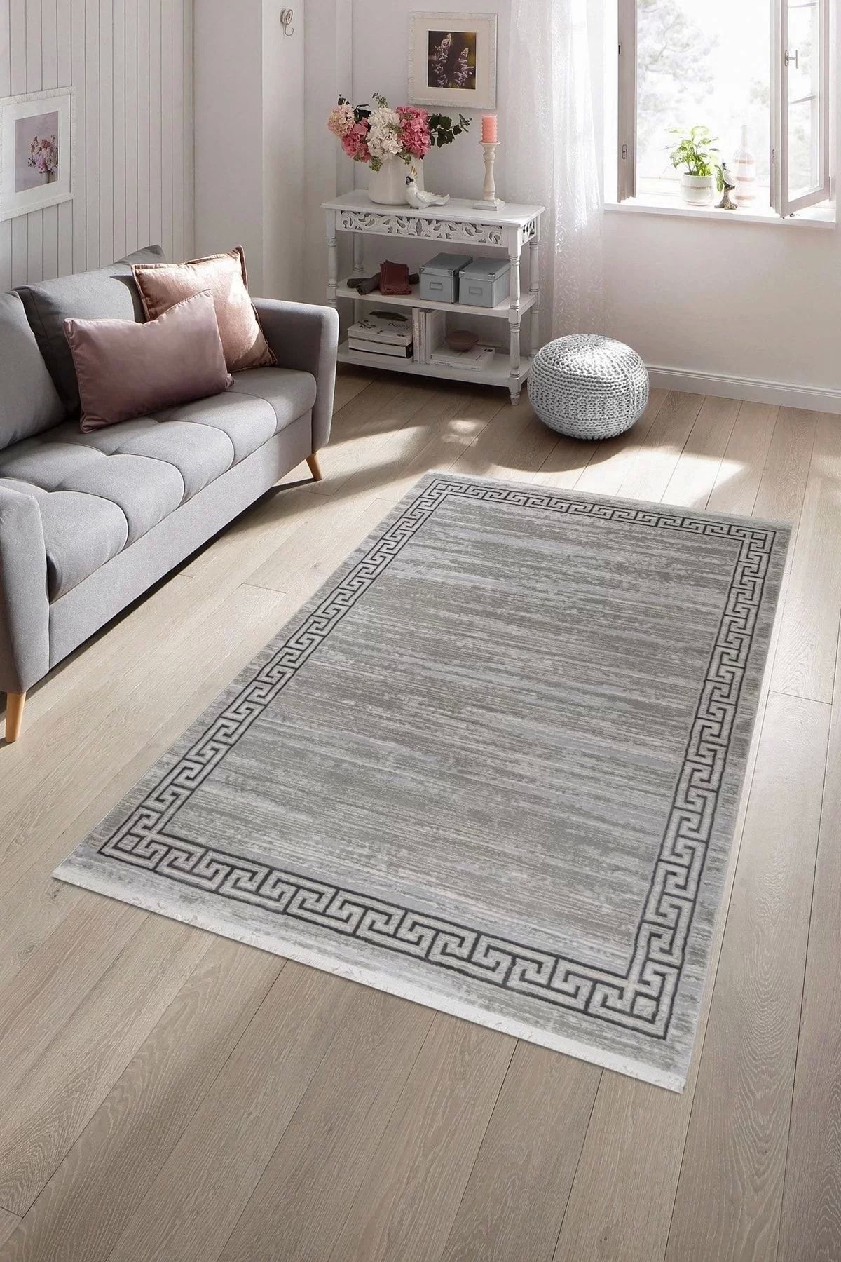 PetraHomeLiving Pyramid Modern Salon ve Oturma Odası Halısı - Gri