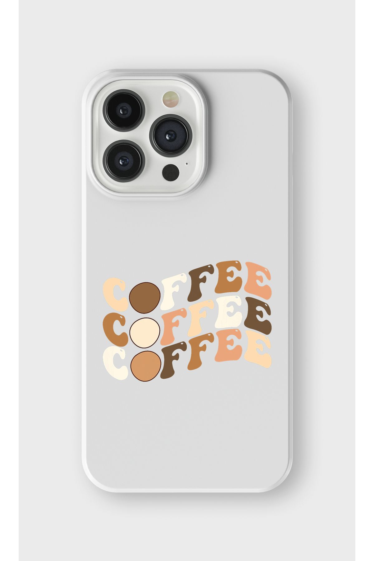 lelia iPhone 13 Pro Uyumlu Coffee (Kahve) Tasarımlı İçi Kadife Lansman Beyaz Silikon Kılıf