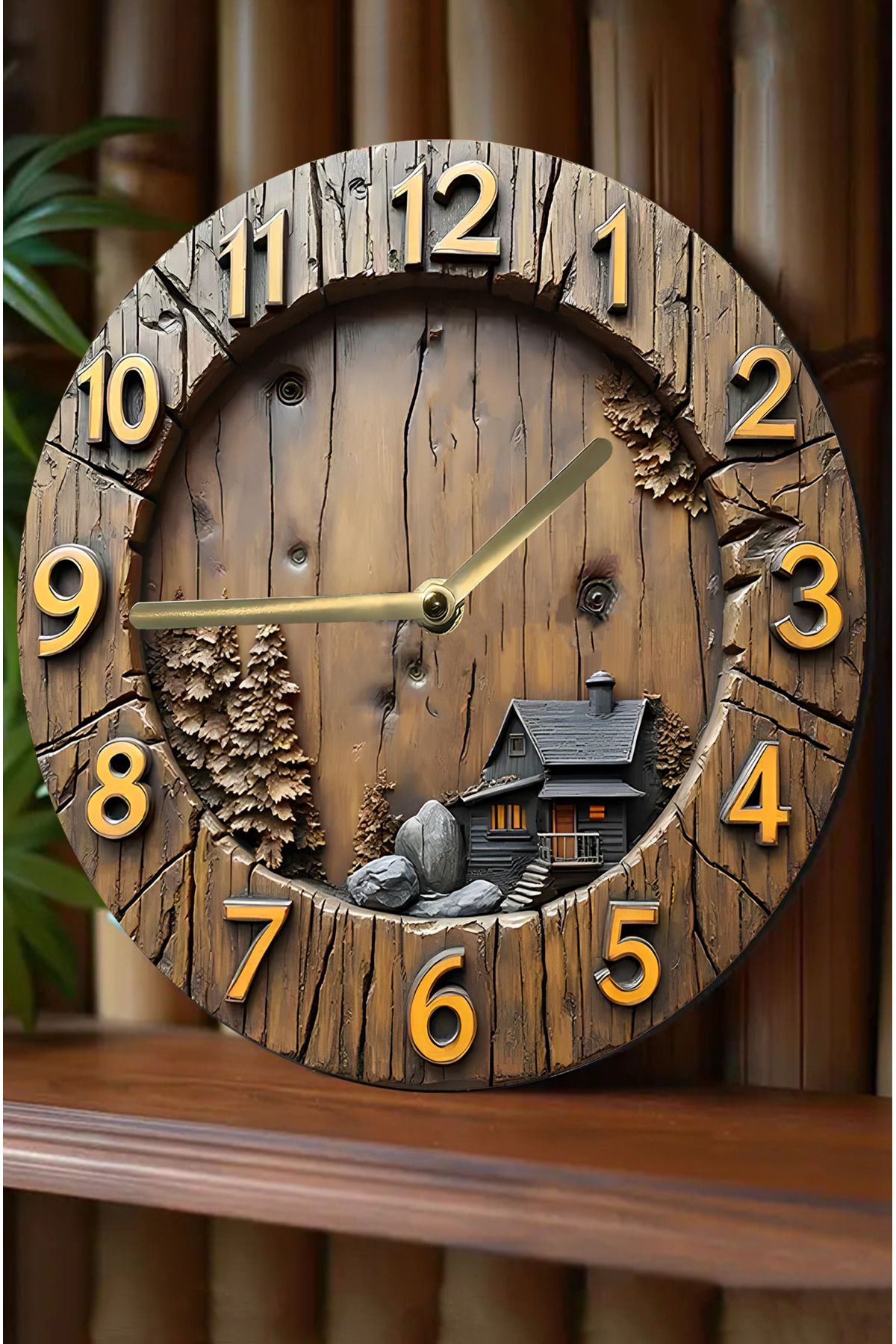 kutuTR 🪵🏡 Rustic Charm – Dağ Evi Temalı 3D MDF Duvar Saati 🕰️🌲 sdw267