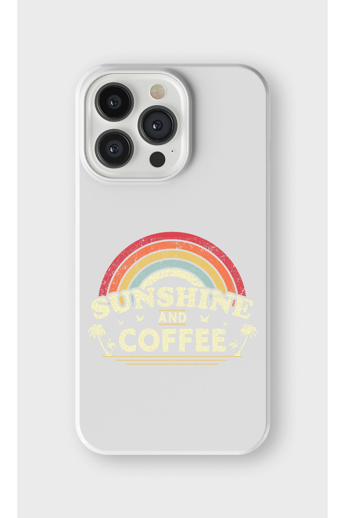 lelia iPhone 13 Pro Max Uyumlu Sunshine Tasarımlı İçi Kadife Lansman Beyaz Silikon Kılıf