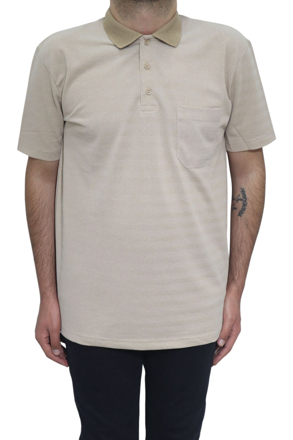 Özhürmet Triko Dmc Tekstil Erkek Camel Düz Spor Kesim Normal Kalıp Polo Yaka T-shirt