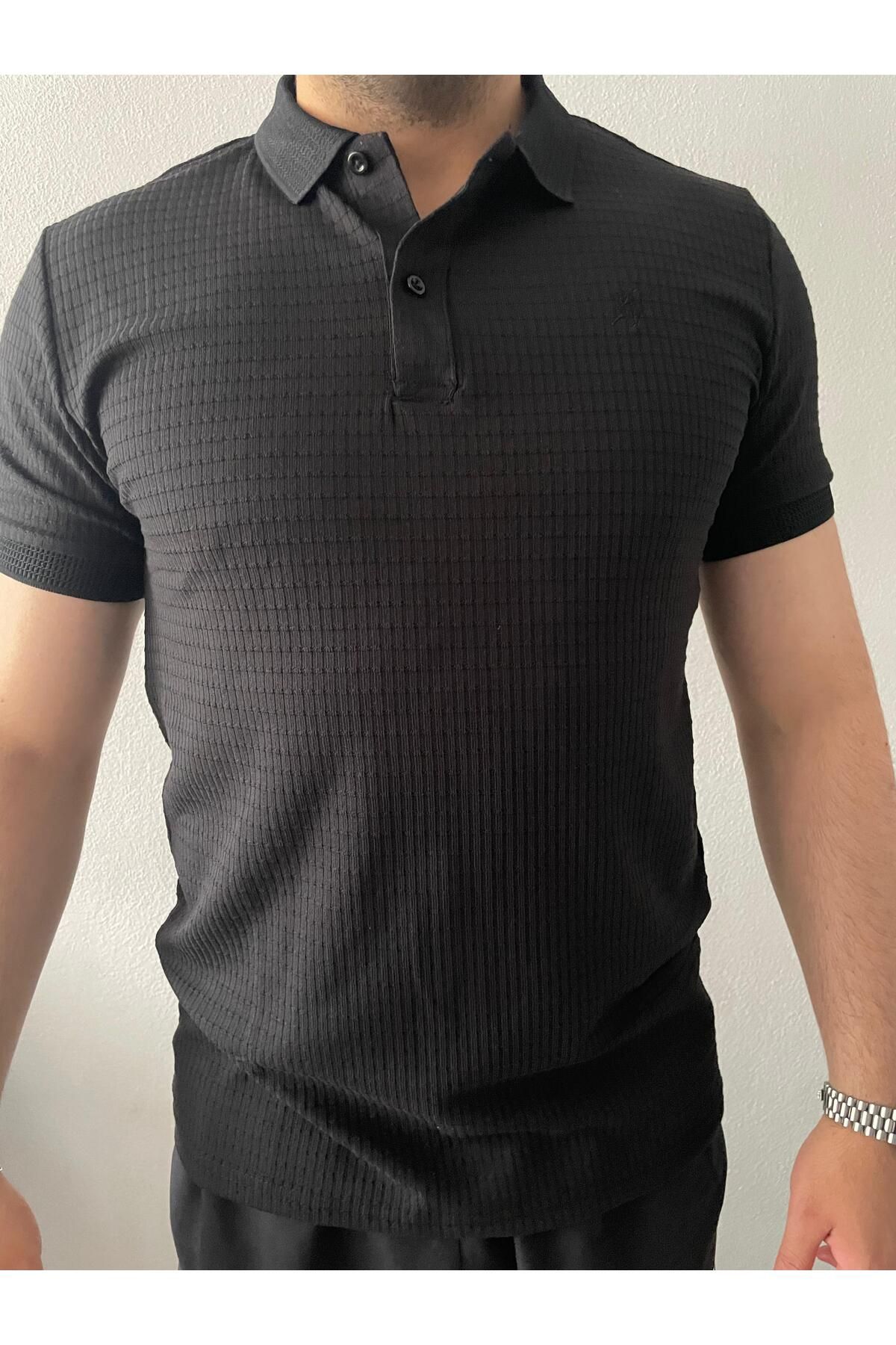 Maça Fashion DAR KESİM POLO YAKA SİYAH TİŞÖRT