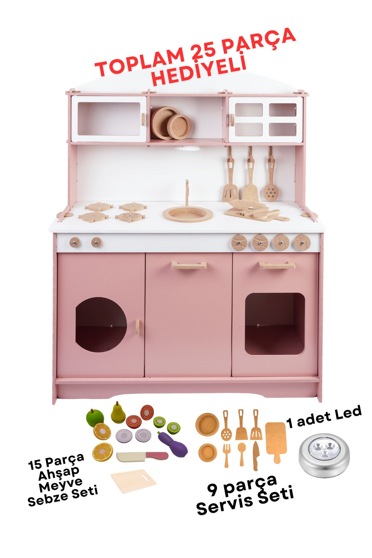 HOBBY HOUSE Ahşap Mutfak Seti Elizya Ahşap Meyve Sebze Seti Hediyeli