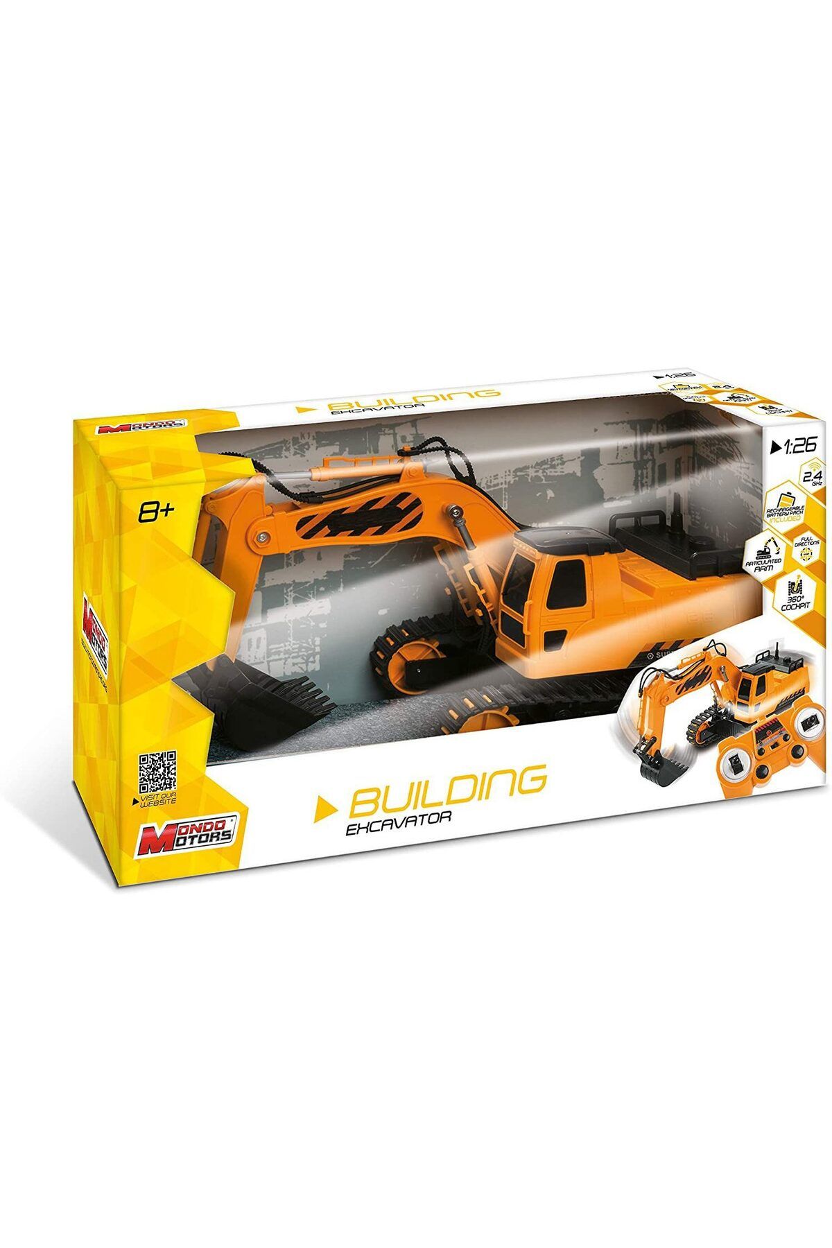 Mondo-Remote Control Excavator Mondo 63515, 1:26 Scale, with Rotating Cab and Functional Bucket 1