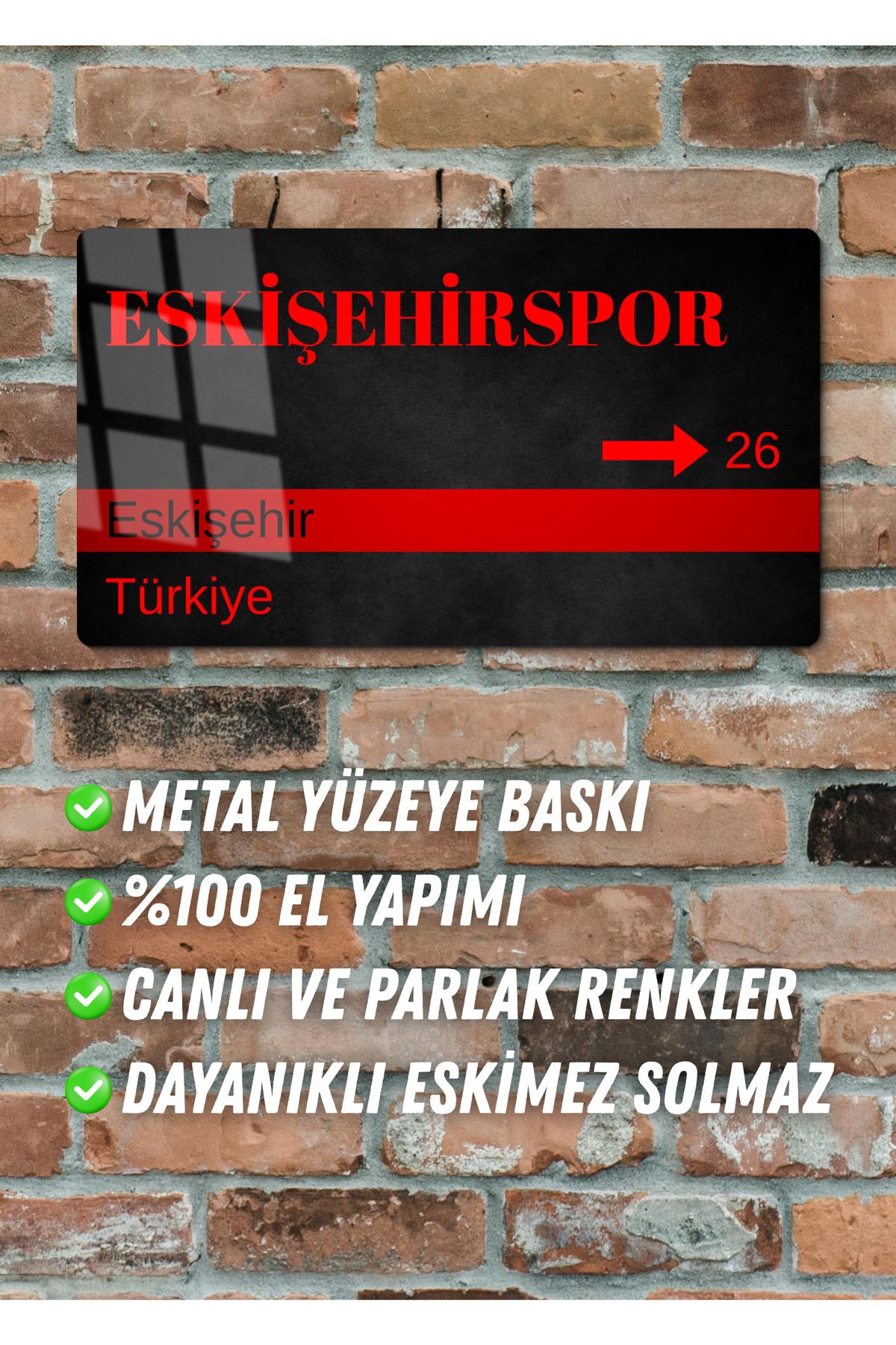 DEKOR HANEM Eskişehirspor Metal Taraftar Posteri - Sokak Tabelası Görünümlü Metal Parlak Tablo