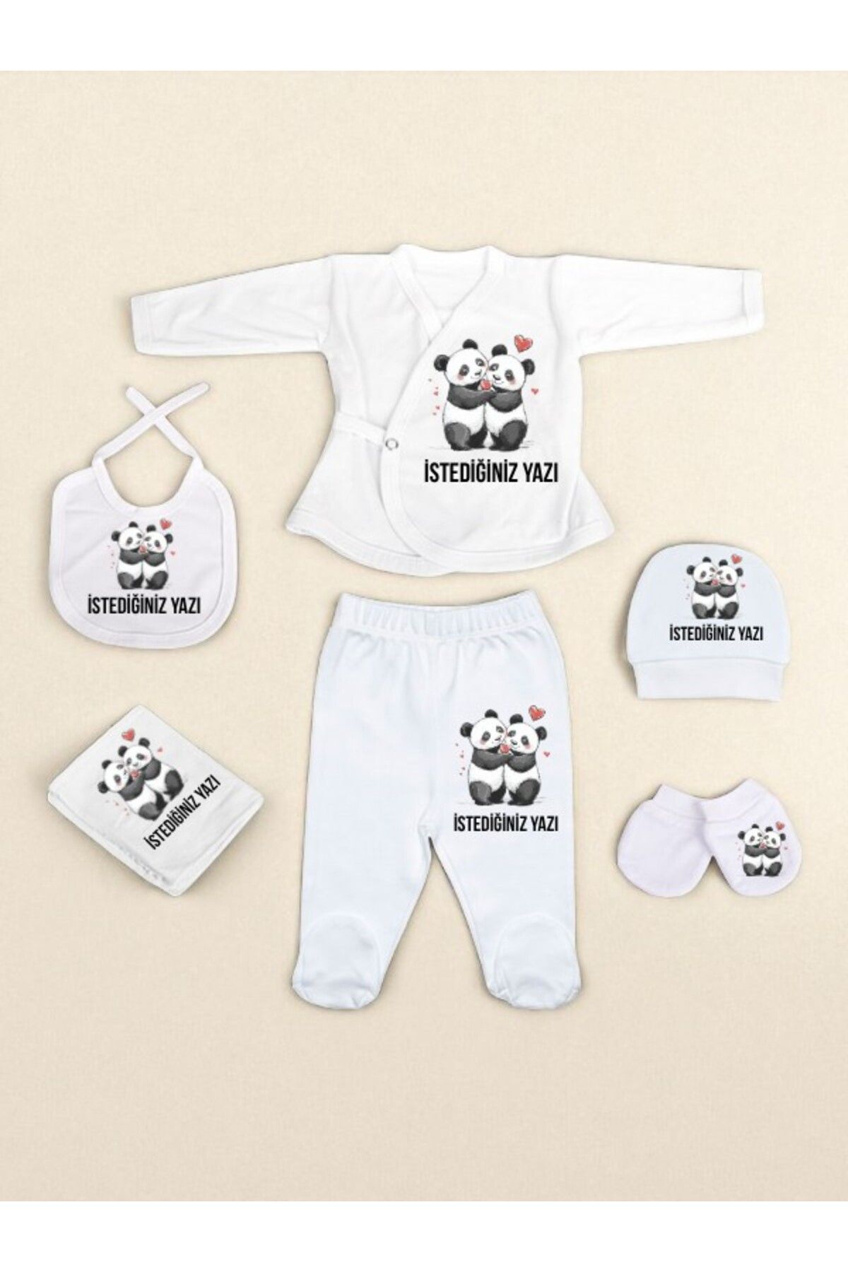 lili hediyelik Kalpli Panda Bebek Hastane Çıkışı Kız Bebek Erkek Bebek Hastane Çıkışı Yenidoğan Bebek Kıyafetleri