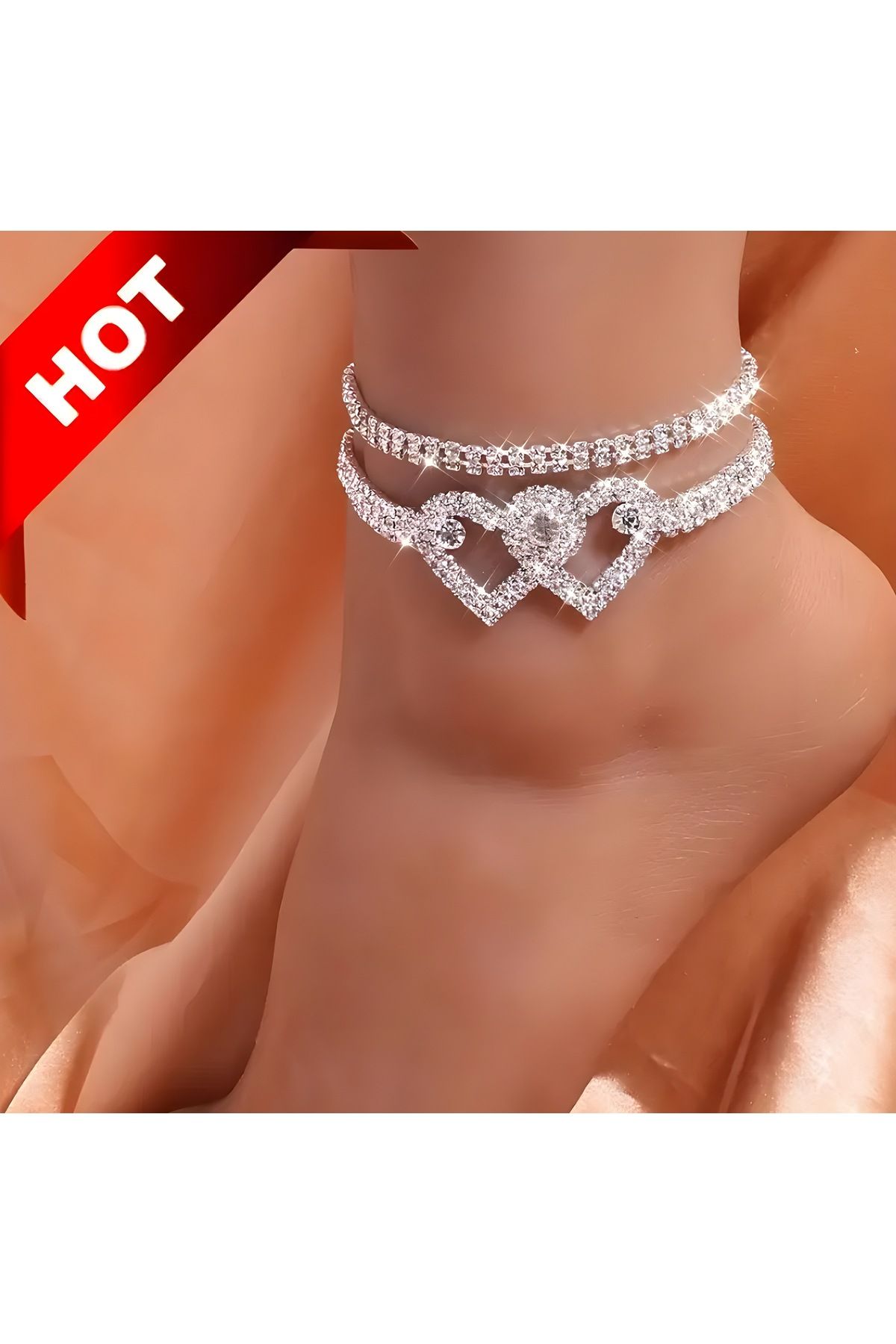 Butik Taşlı kalp halhal