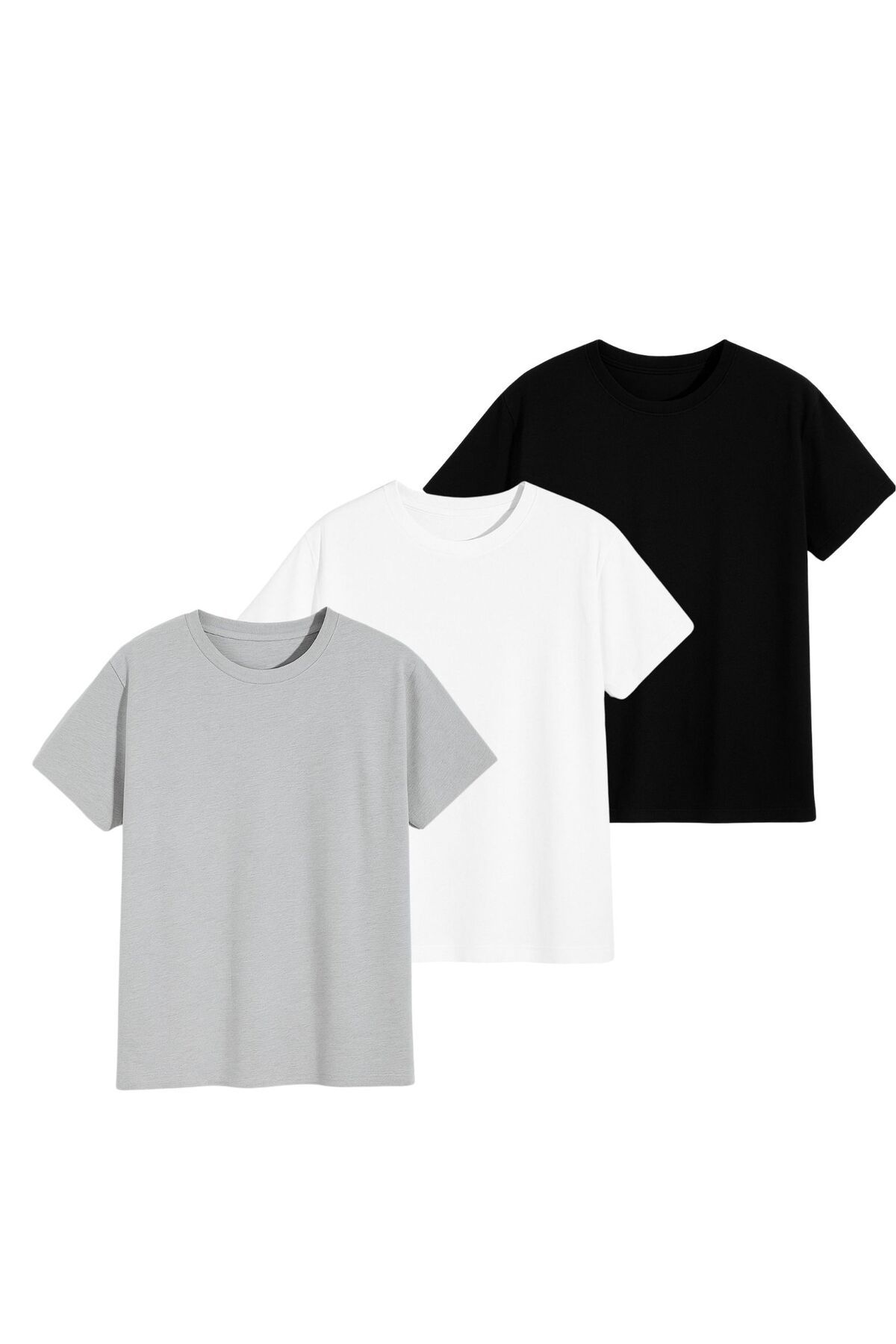 AFROGİYİM Unisex 3lü Paket Düz Renk T-shirt