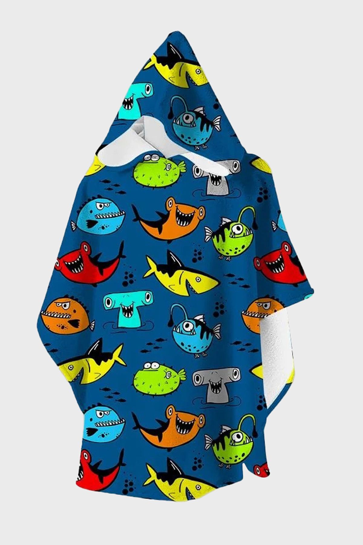 SLIPSTOP Aquatic Desenli Pamuklu Kapüşonlu Uv Korumalı Havlu Panço Erkek Çocuk PANÇO SP2531000001