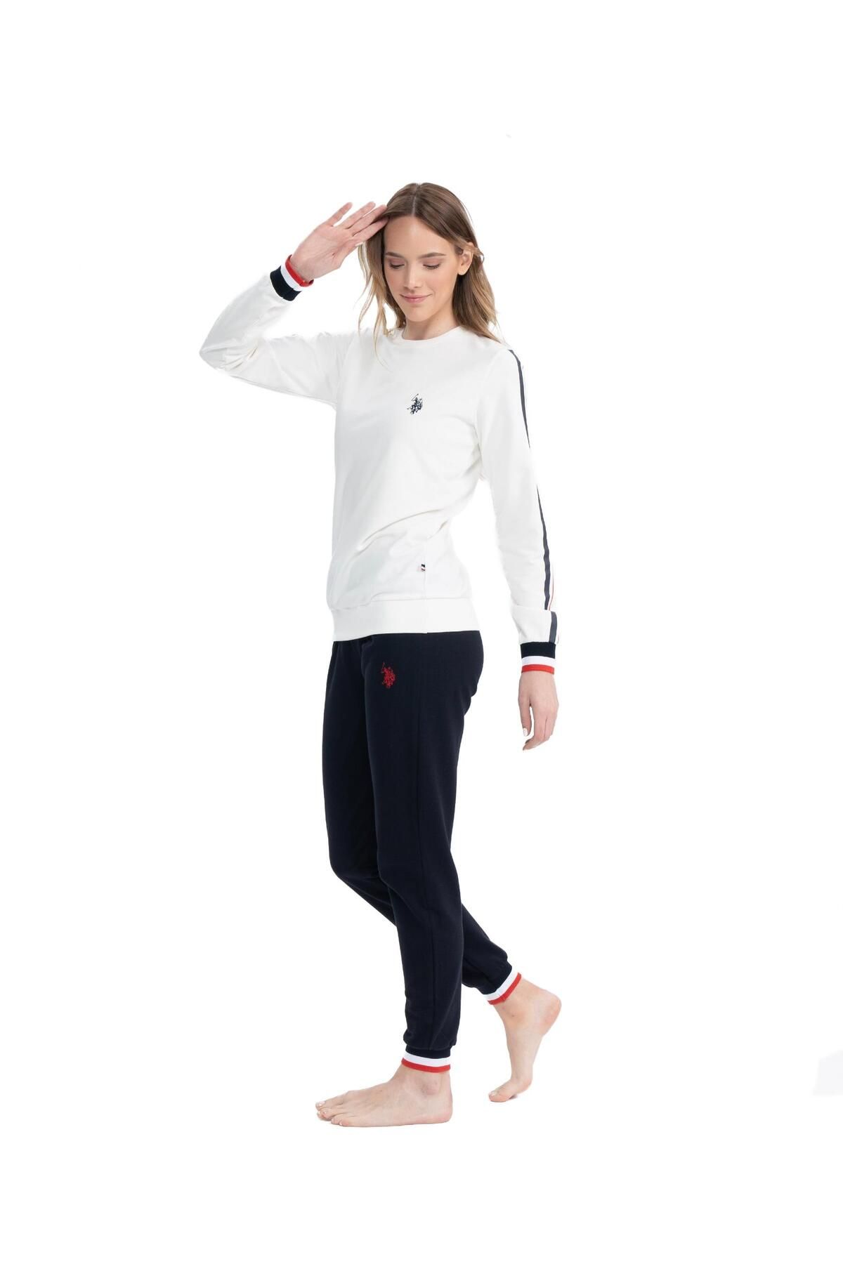 U.S. Polo Assn. Kadın %100 Pamuk 2 İplik Uzunkol Ev Giyim Pijama Takım