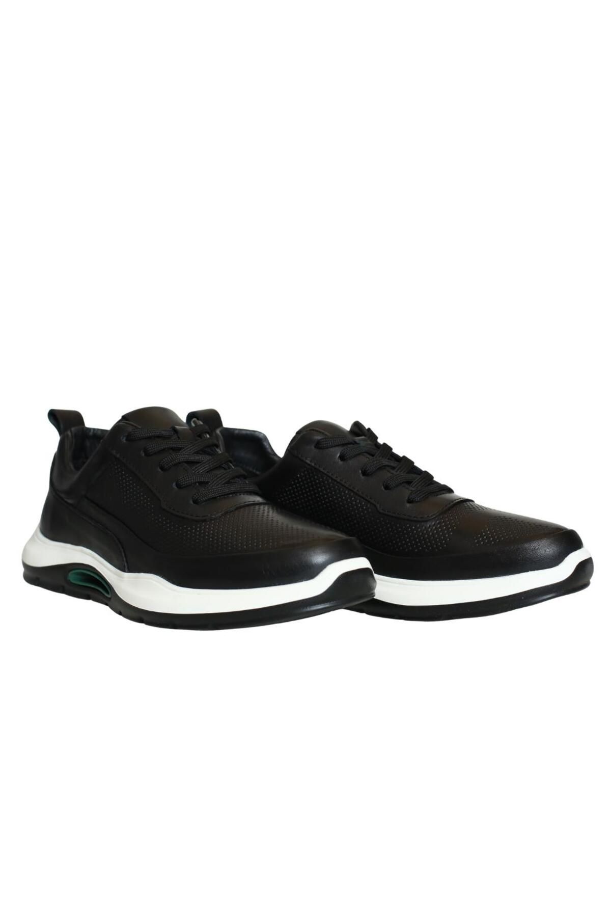 Platin Siyah Deri Erkek Sneaker
