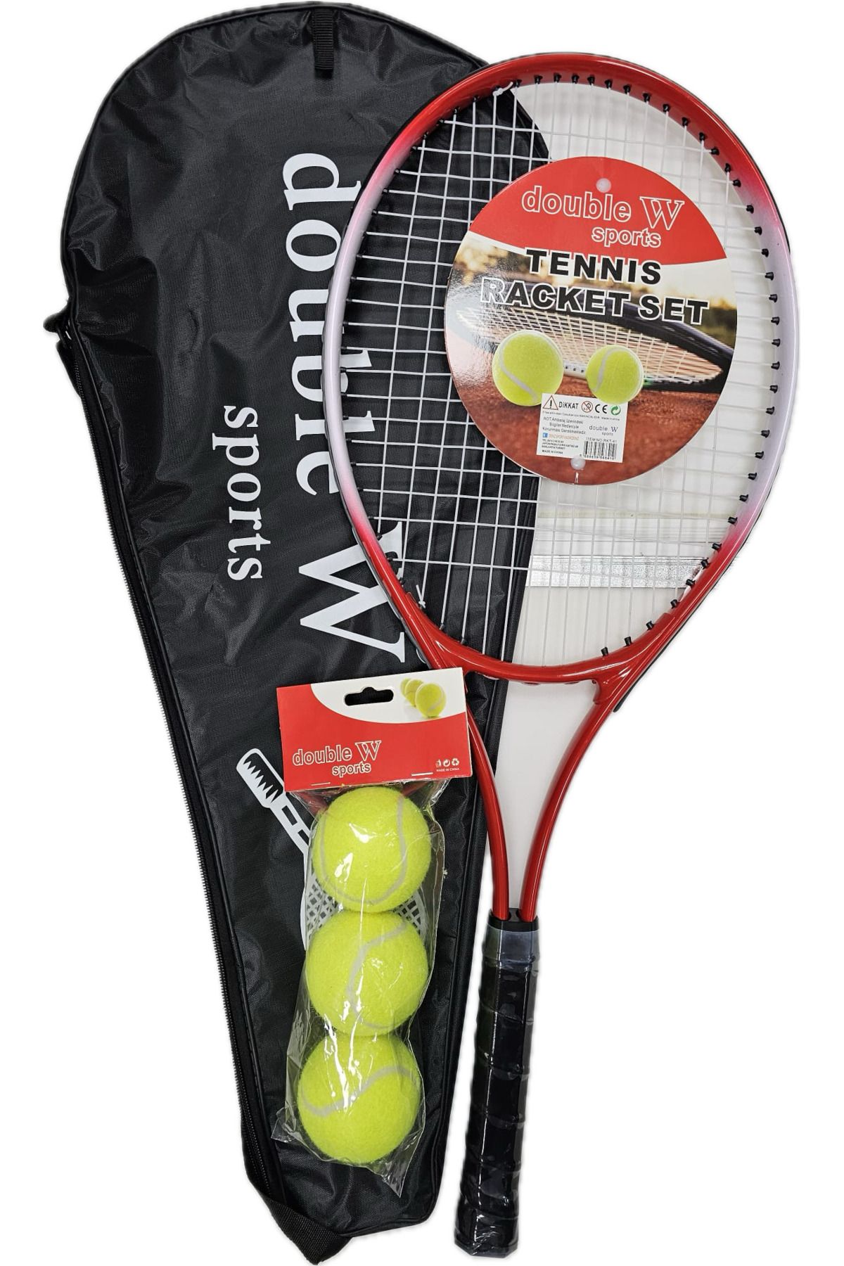 TUMBA'S Yetişkin L1 27 Inç Tek Parça Üretim 1 Adet Kort Maç Tenis Raketi Deluxe Kort Tenis Çantası 3 Top
