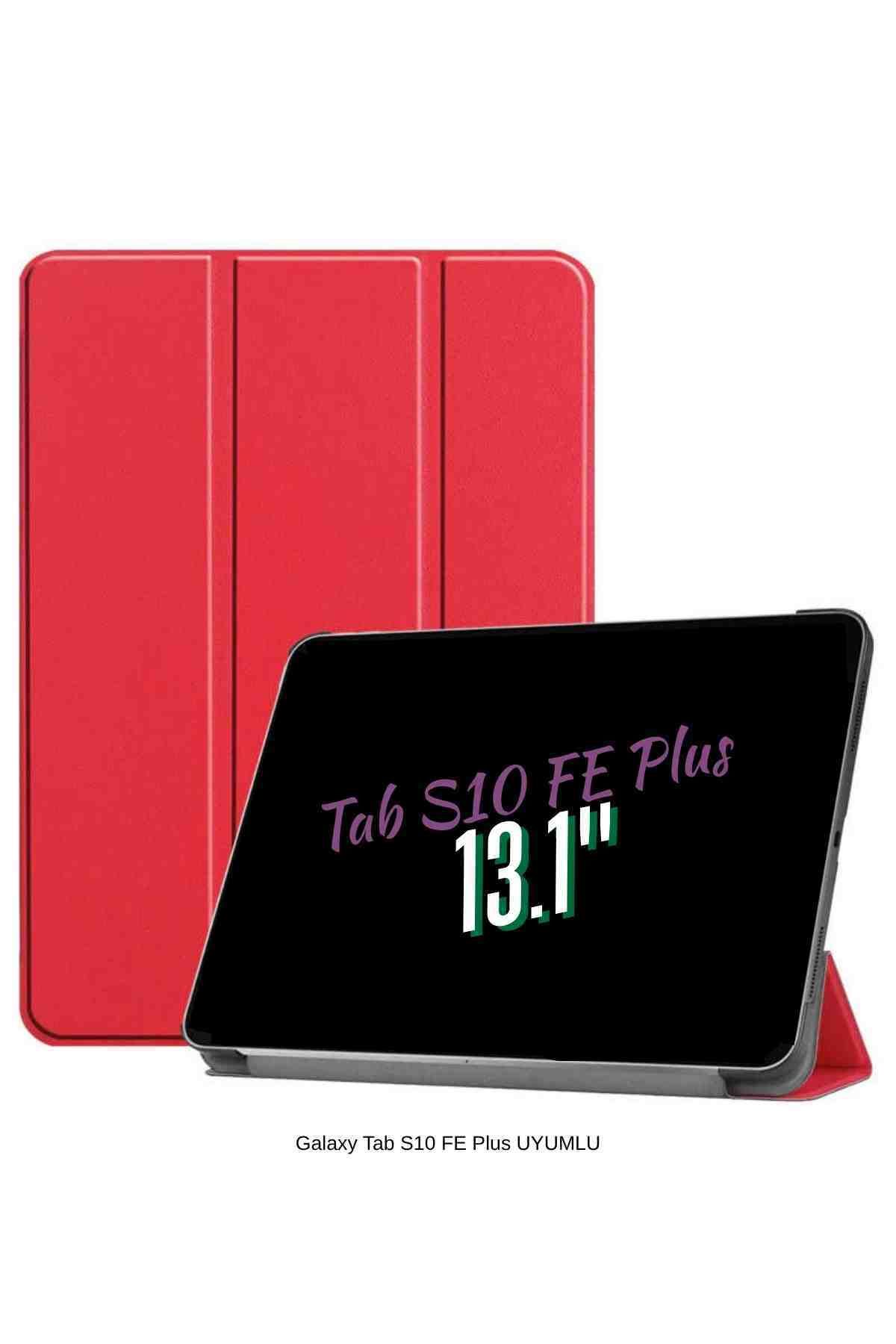 Fuchsia Galaxy Tab S10 FE Plus Uyumlu 13.1" Katlanabilen Standlı Smart Cover Akıllı Tablet Kılıfı