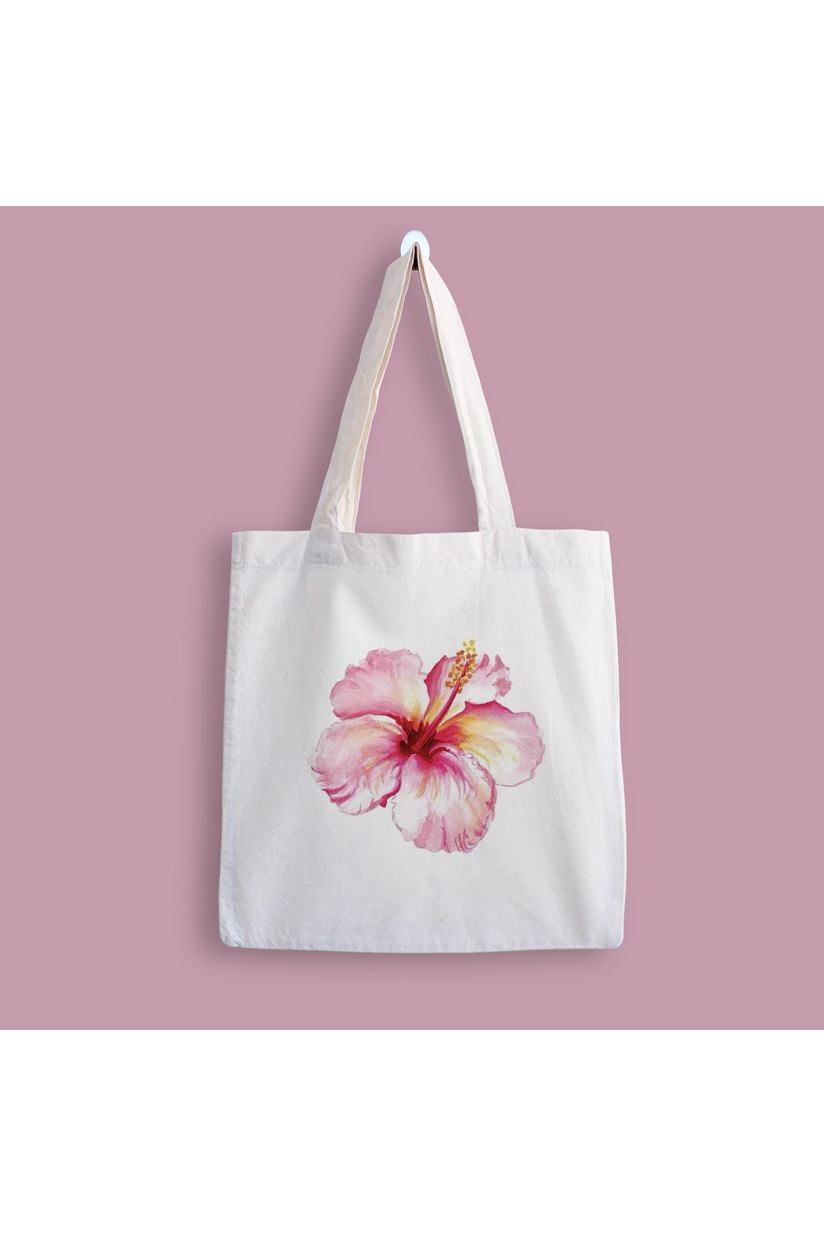 designedfy Hibiscus Su Geçirmez Baskılı Bez Çanta