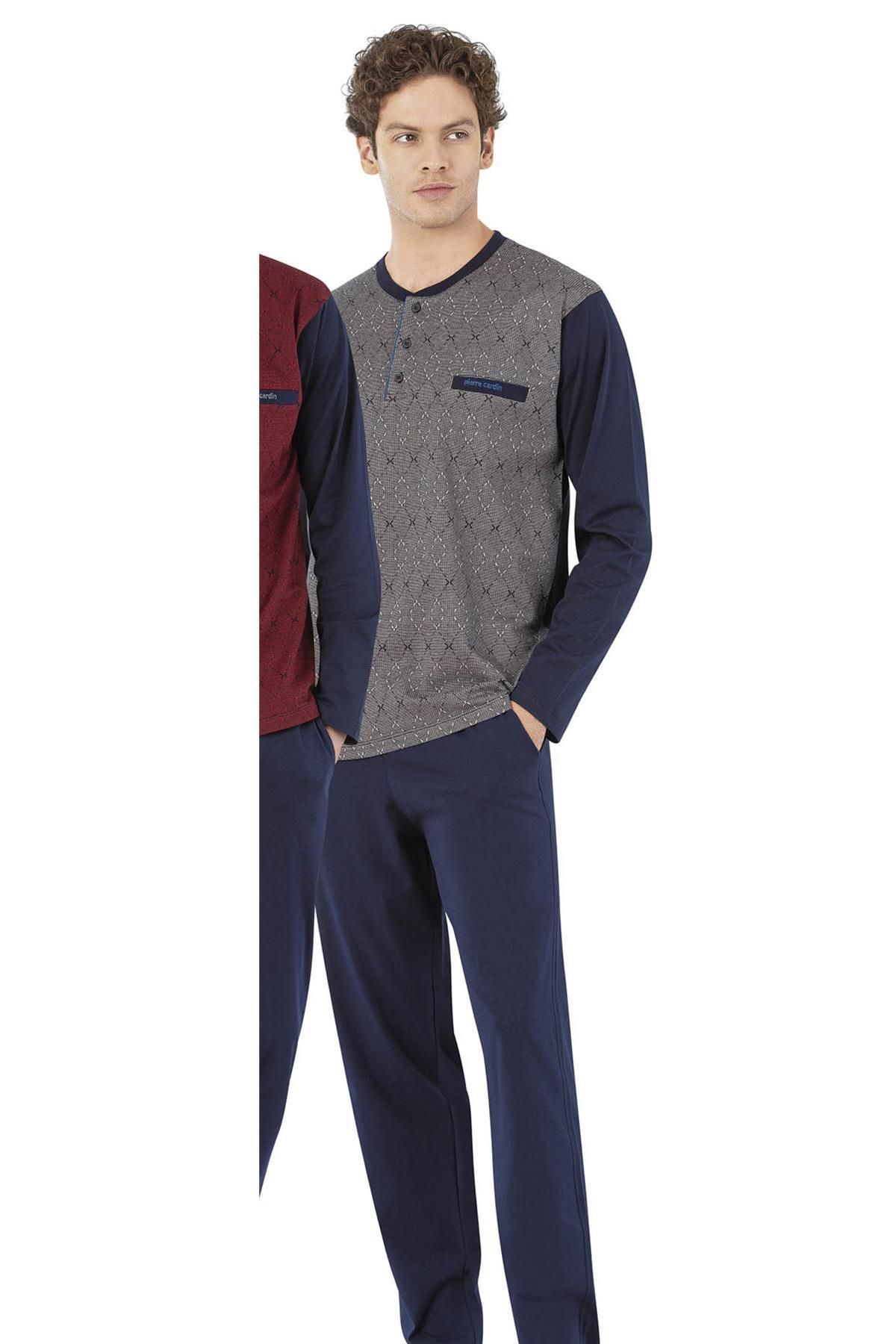 Pierre Cardin Kutulu Erkek Pijama Takım, %100 Pamuklu Jakarlı Pijama Takım