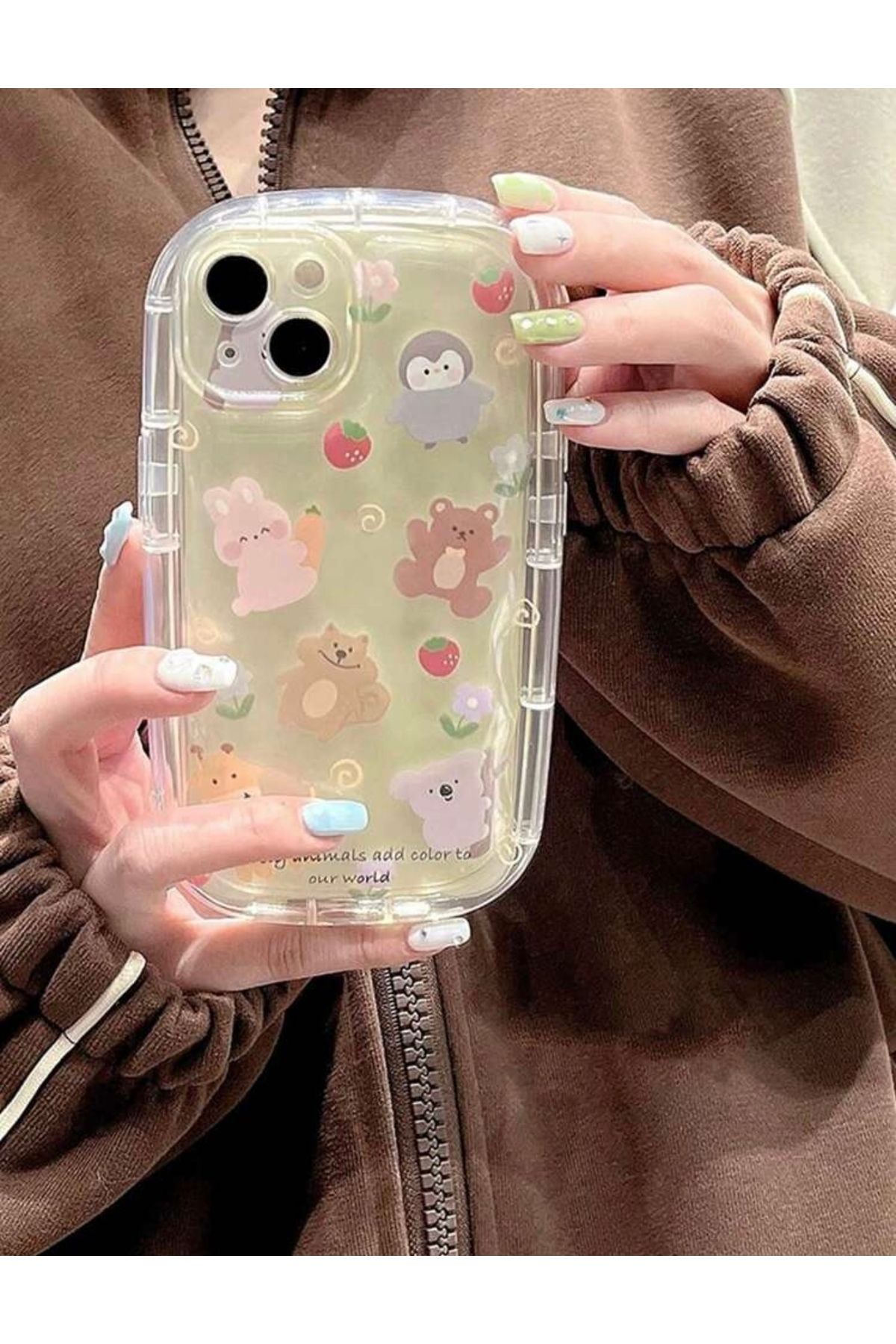 MirazTasarim IPHONE 15 PLUS SEVİMLİ DESENLİ KALIN ŞEFFAF KILIF