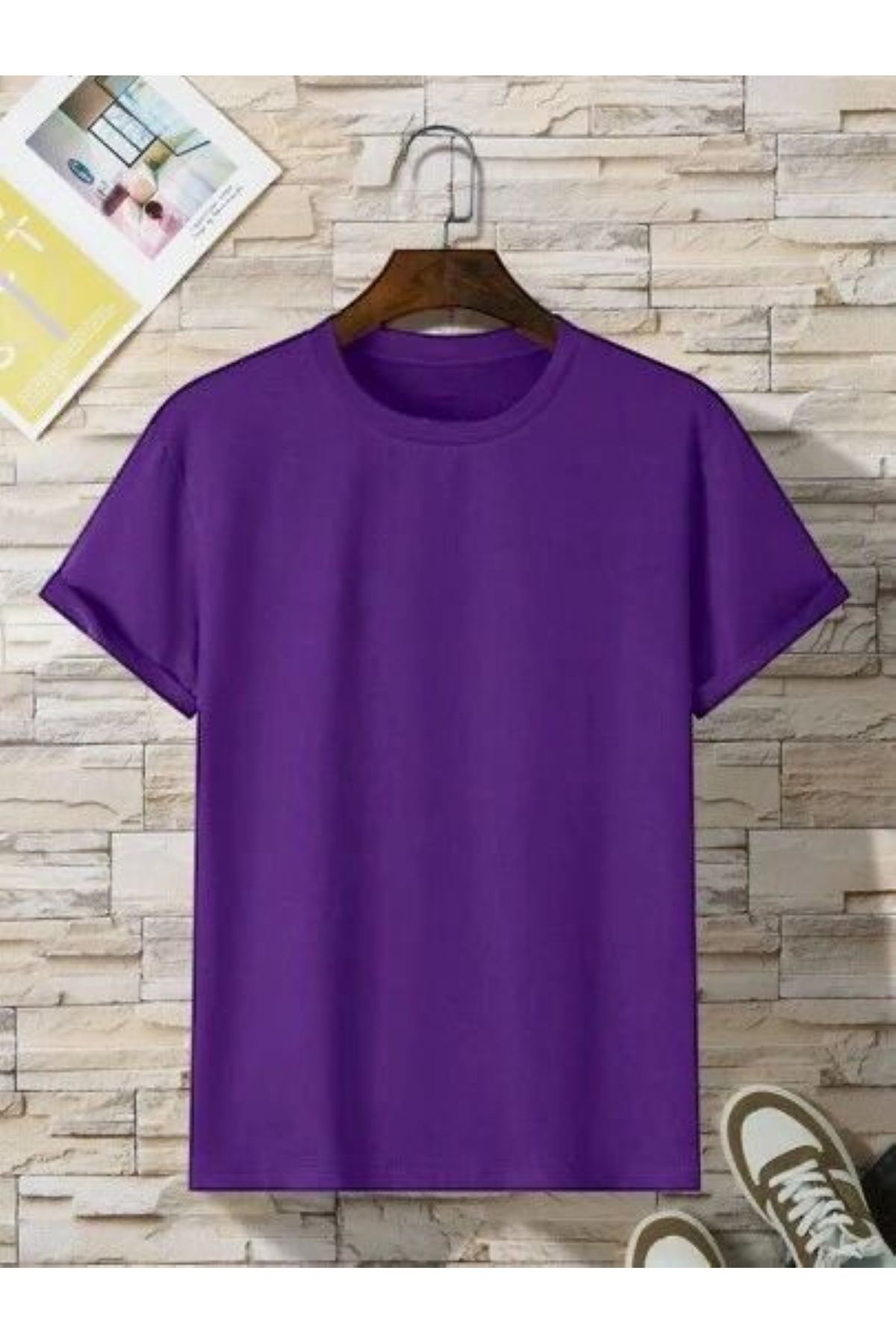 THE WHITE Erkek Sıfır Yaka Mor T-Shirt