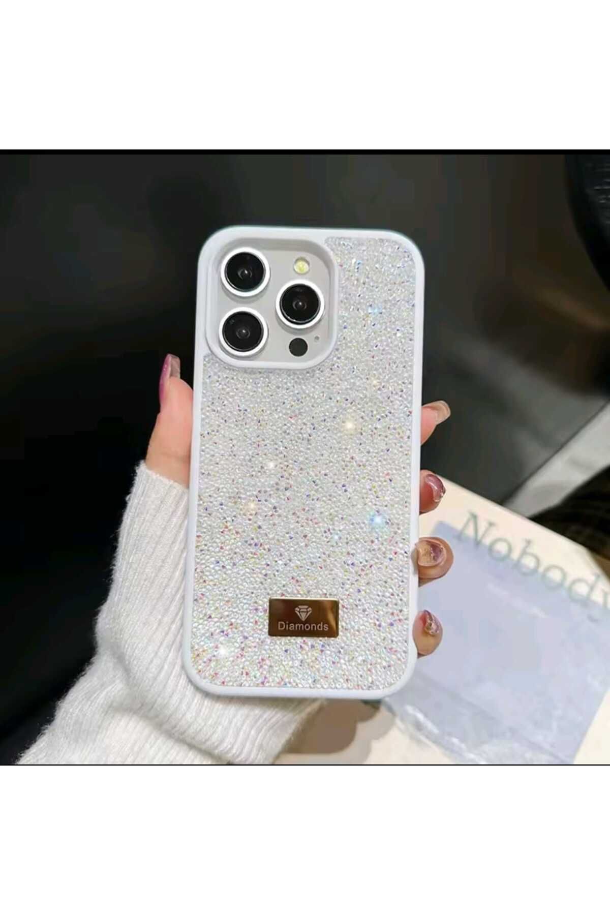 BilişimGo Technology Iphone 15 Pro Uyumlu Lüx Taşlı Sert Telefon Kılıfı