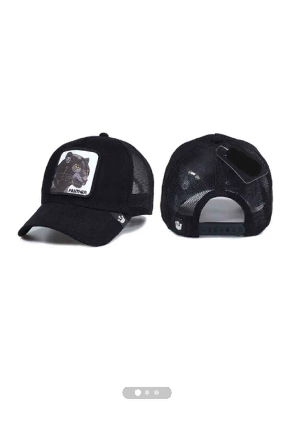 TABANÇORAPLARI Black Panther Cap Panter Figürlü arkası FİLELİ Unisex Siyah Şapka