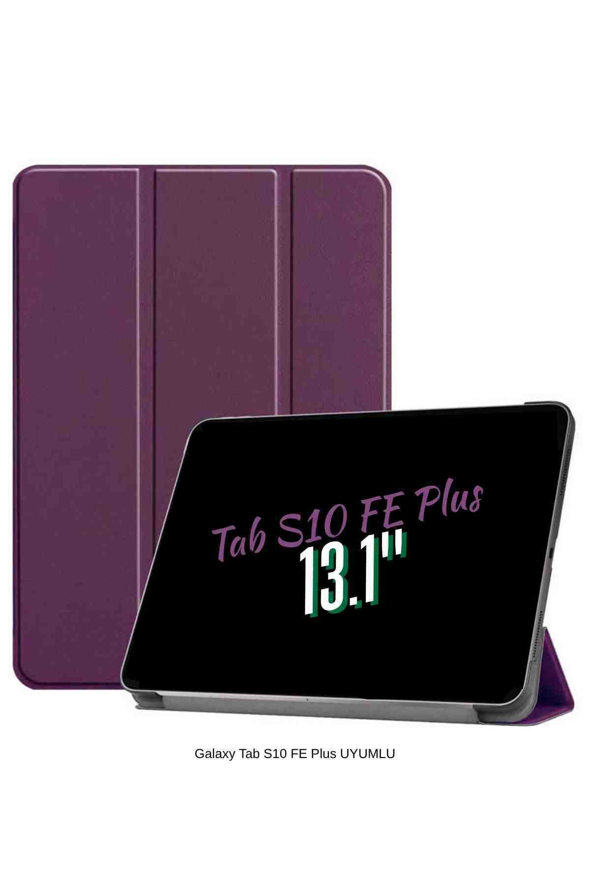 Fuchsia Galaxy Tab S10 FE Plus Uyumlu 13.1" Katlanabilen Standlı Smart Cover Akıllı Tablet Kılıfı