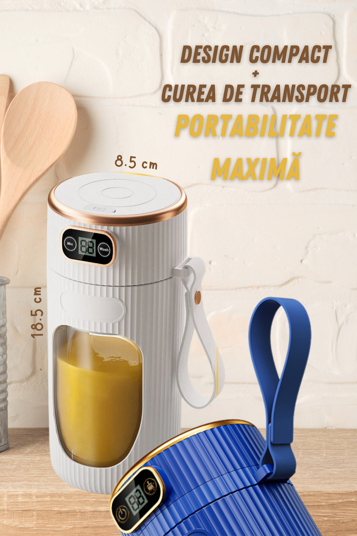 clickzu-Portable blender with 10 cutting blades for smoothies, juices and purees, 400 ml capacity, 8