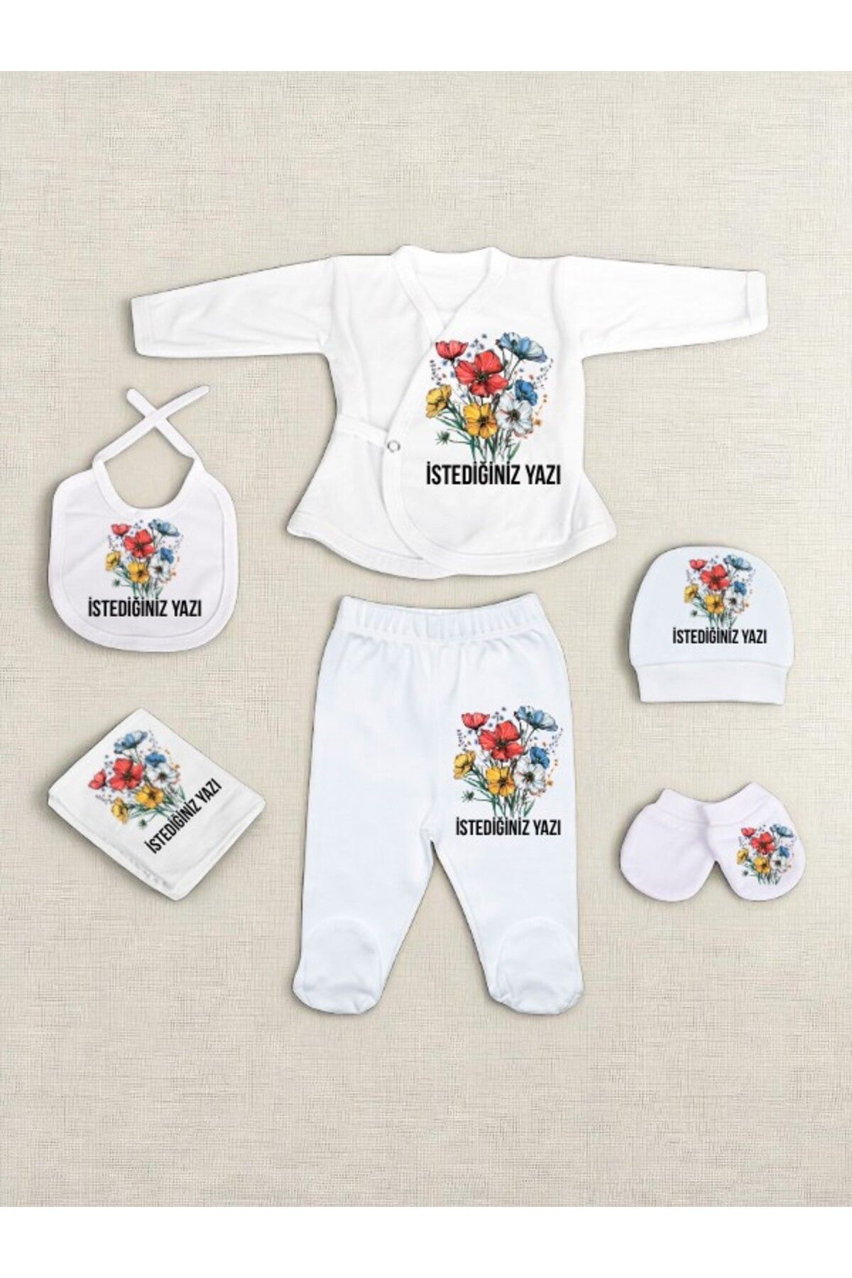 lili hediyelik Rengarenk Çiçek Bebek Hastane Çıkışı Kız Bebek Erkek Bebek Hastane Çıkışı Yenidoğan Bebek Kıyafeti