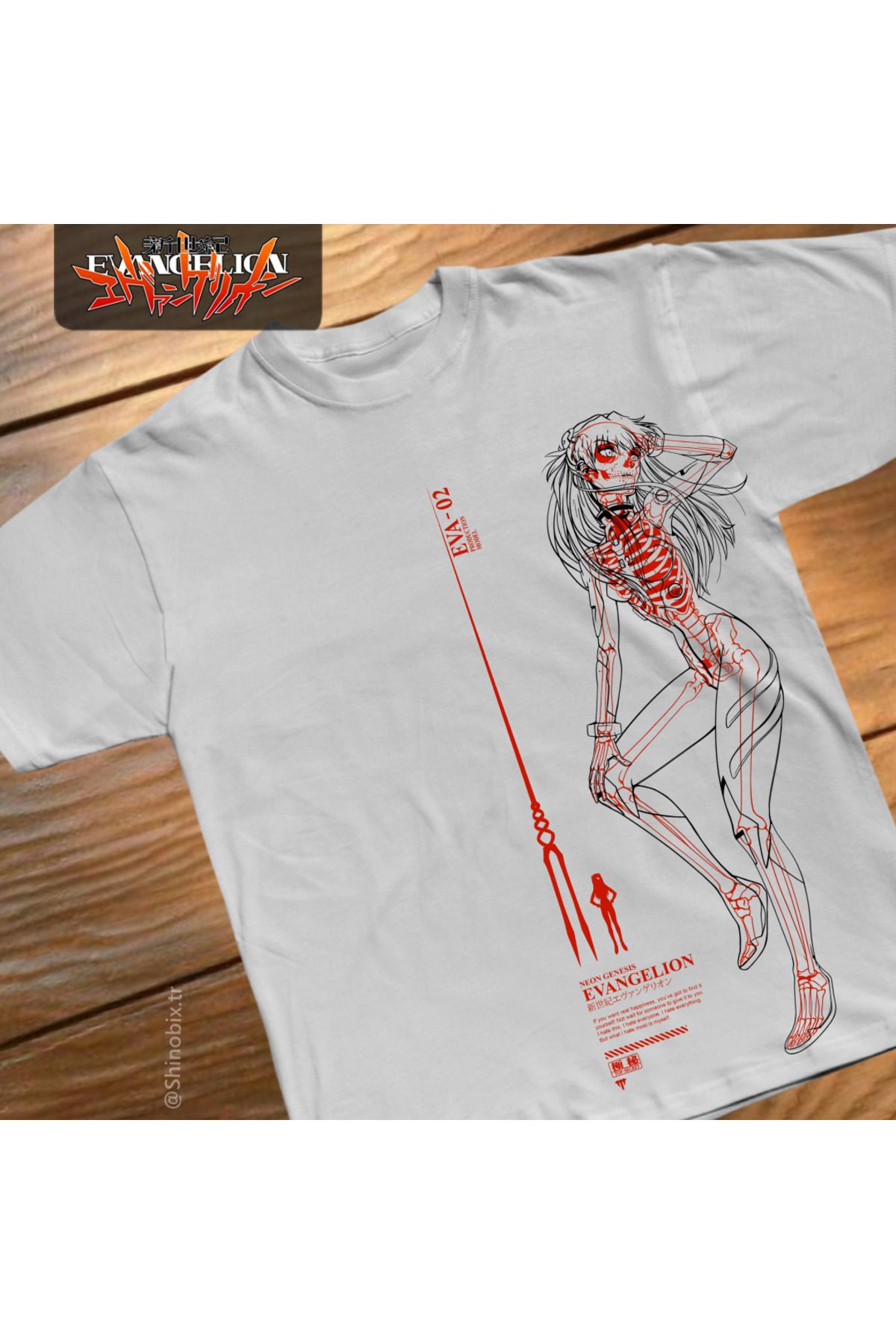 SHINOBIX Evangelion Neon Genesis Anime Asuka Langley Project Eva Oversize Baskılı T-Shirt