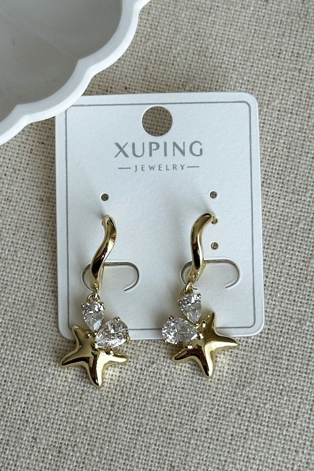 Modacaprea Xuping 14K Taşlı Sallantı Yıldız Klipsli Kadın Küpe – Kararmaz | Kadın Takı Xuping Küpe