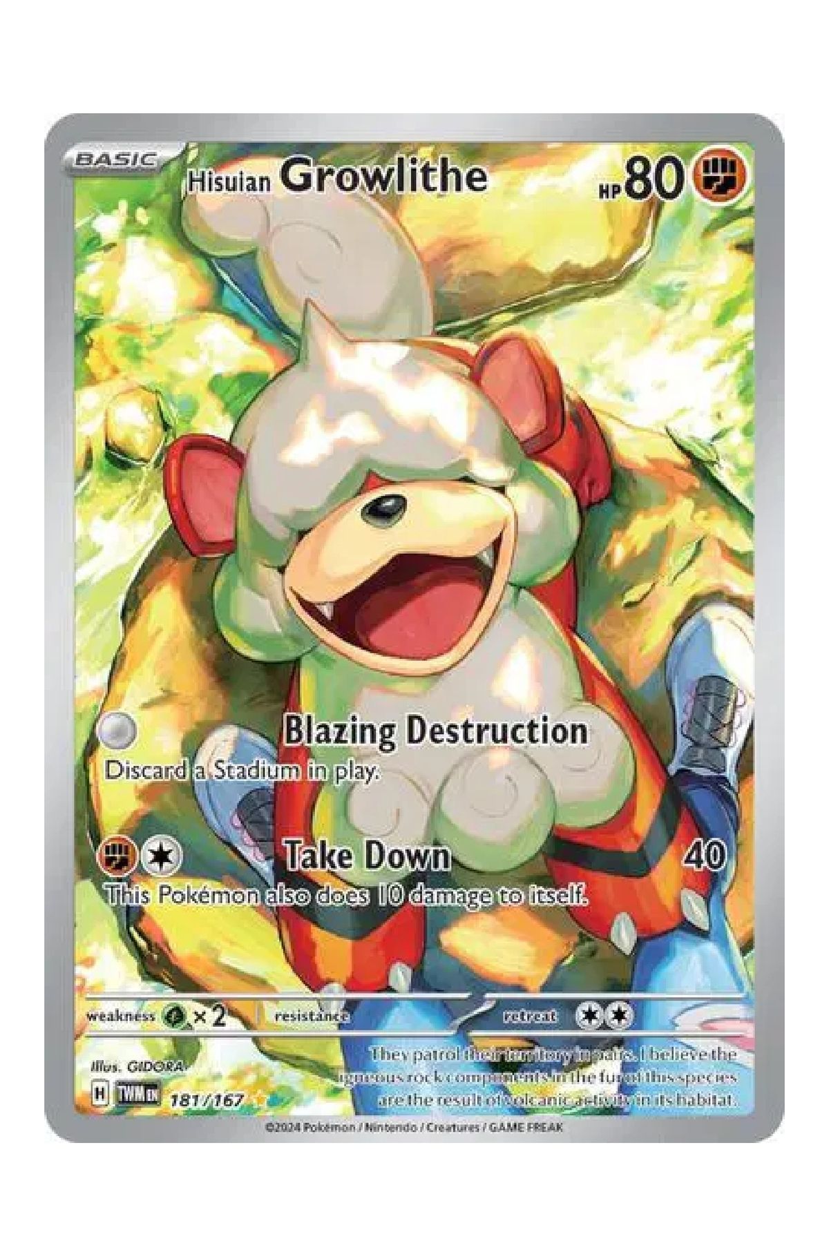 Pokemon TCG Hisuian Growlithe 181/167 Illustration Rare Oyun Kartı